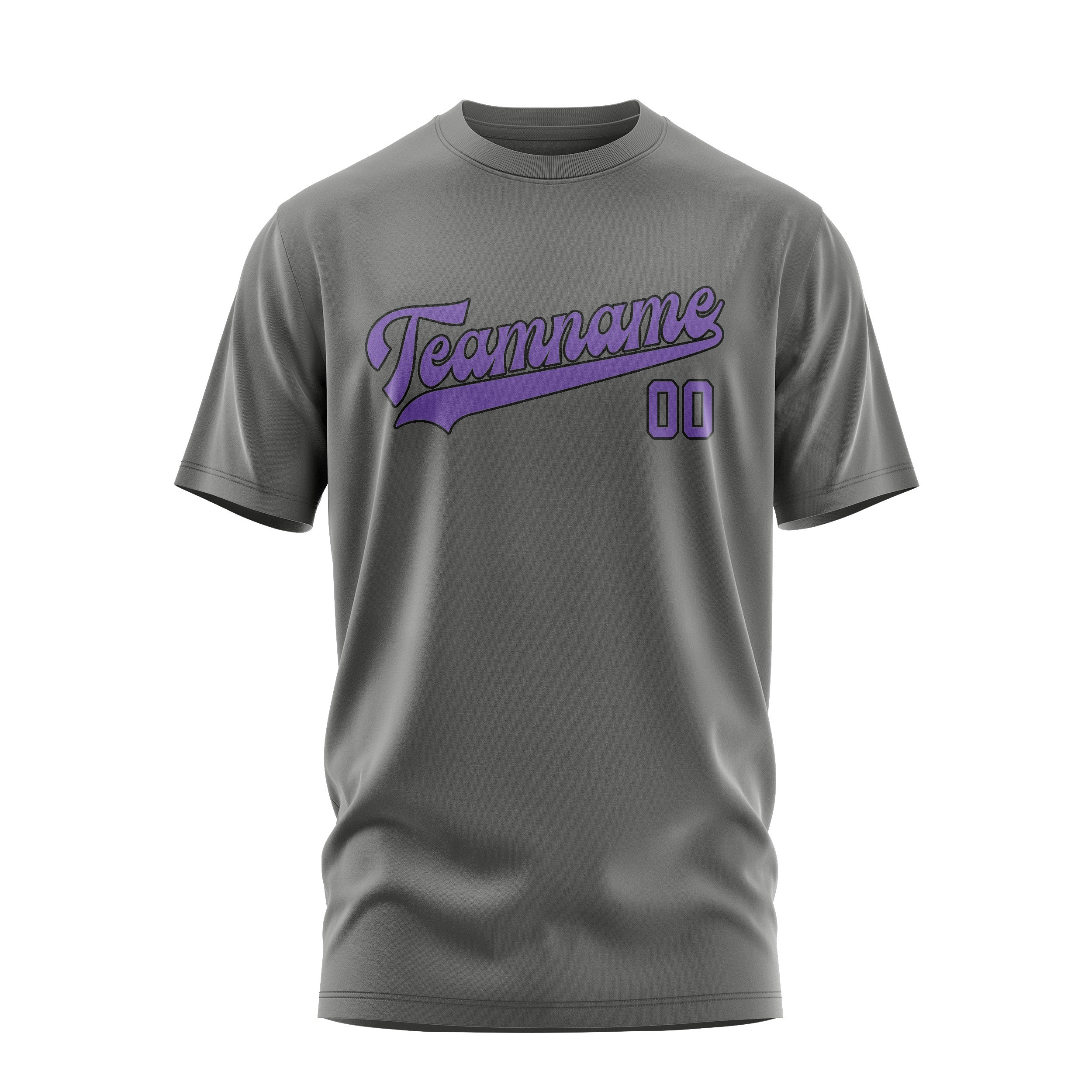 T-shirt personnalisé gris foncé et violet clair