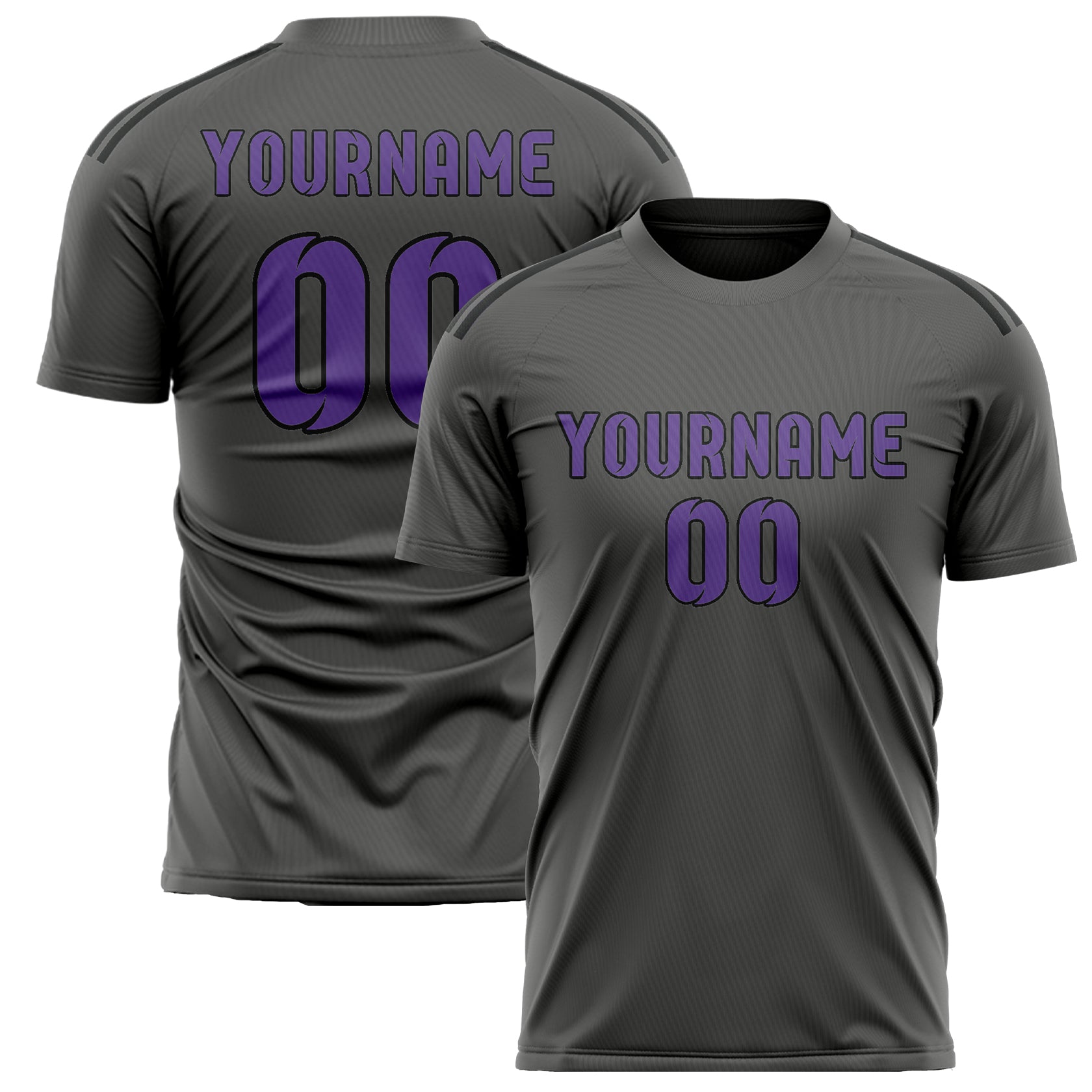 Maillot de football personnalisé gris foncé et violet clair