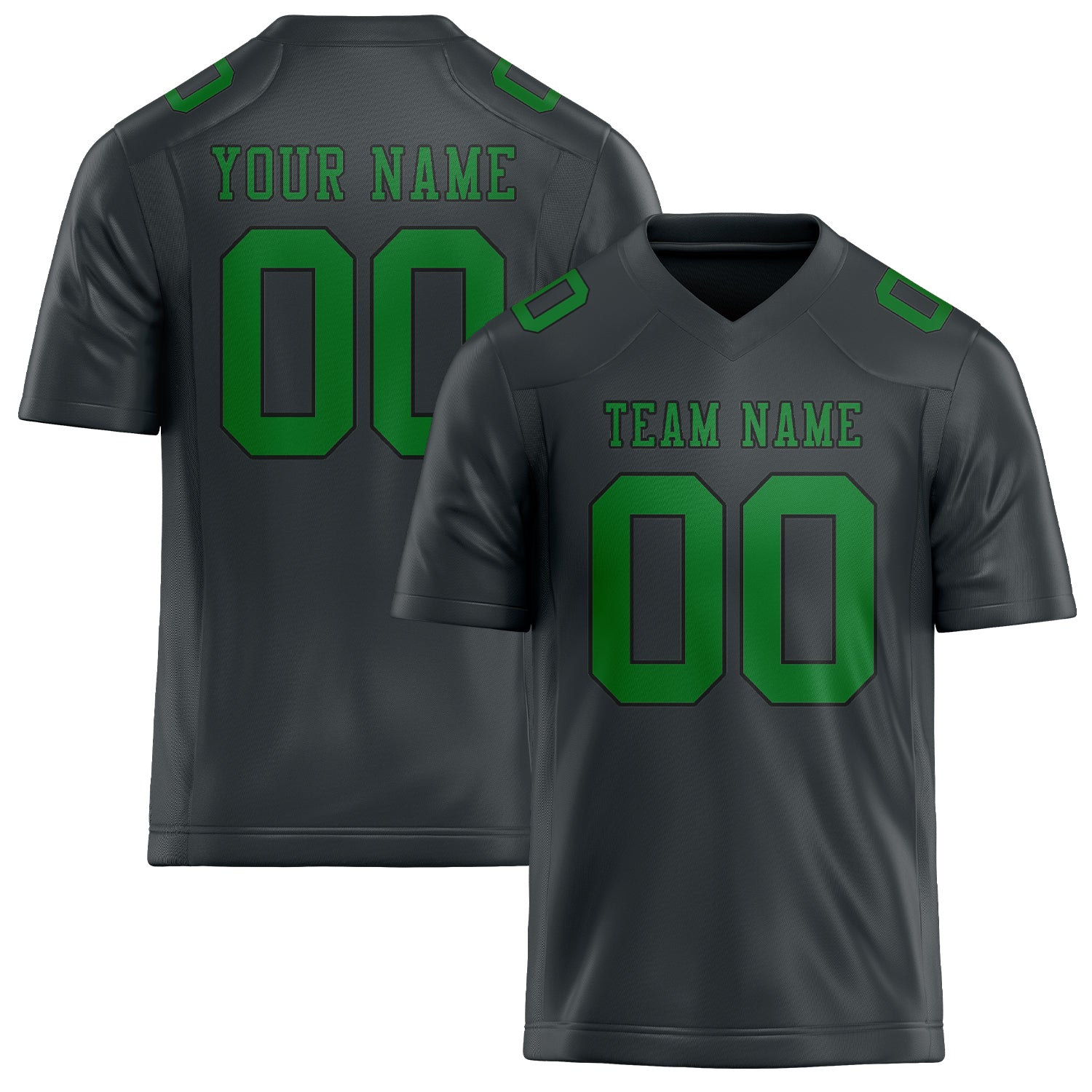 Maillot de football personnalisé gris foncé et vert émeraude