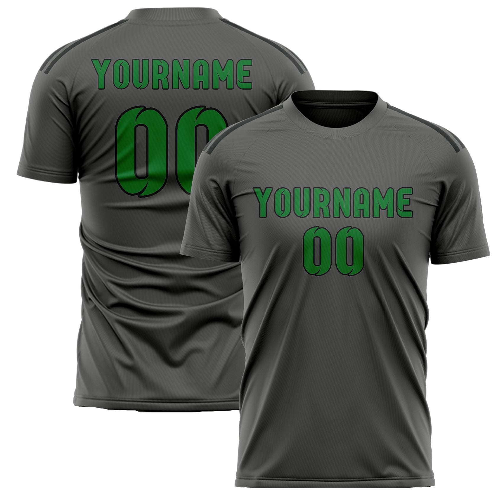 Maillot de football personnalisé gris foncé et vert émeraude