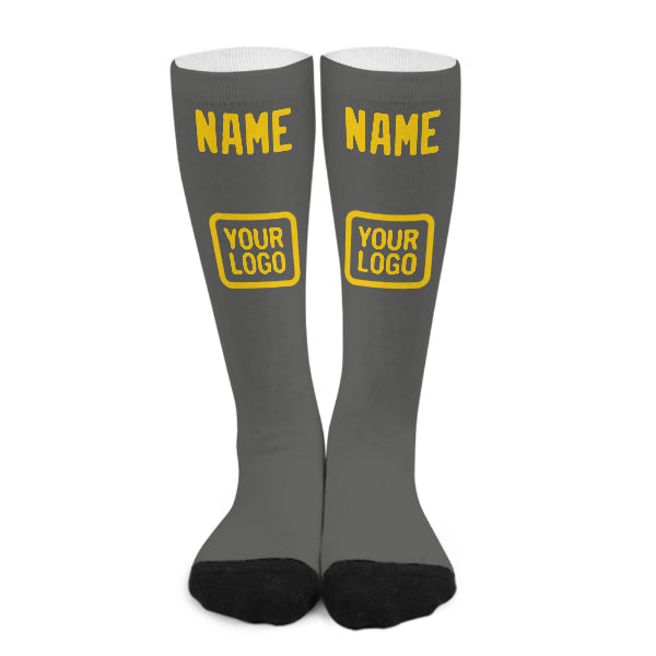 Chaussettes hautes personnalisées gris foncé et or