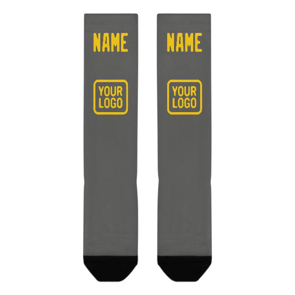Chaussettes hautes personnalisées gris foncé et or