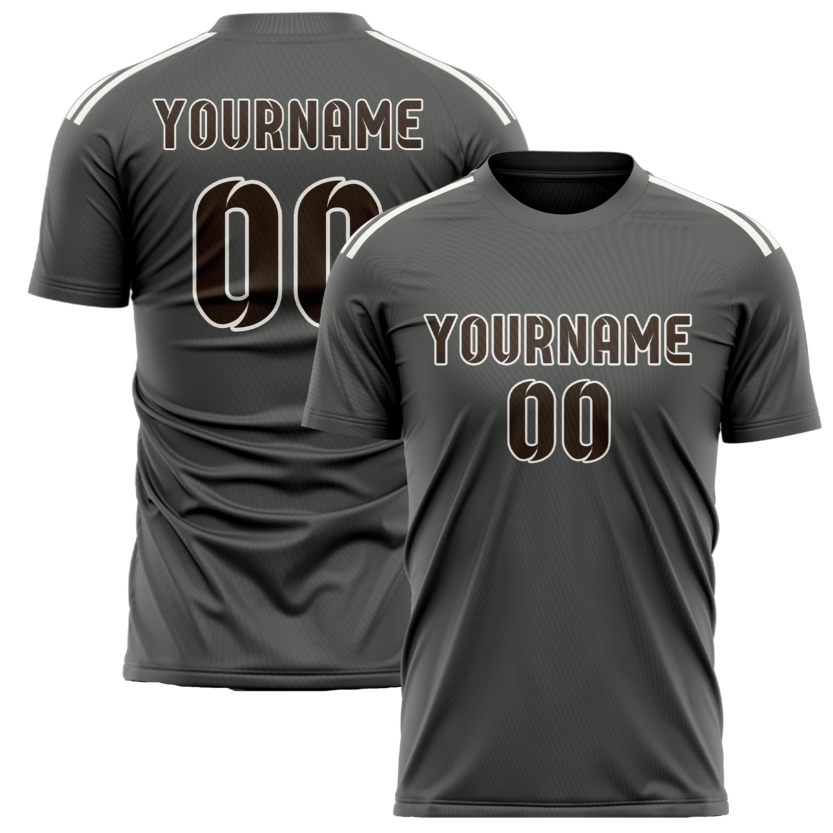 Maillot de football personnalisé gris foncé et marron
