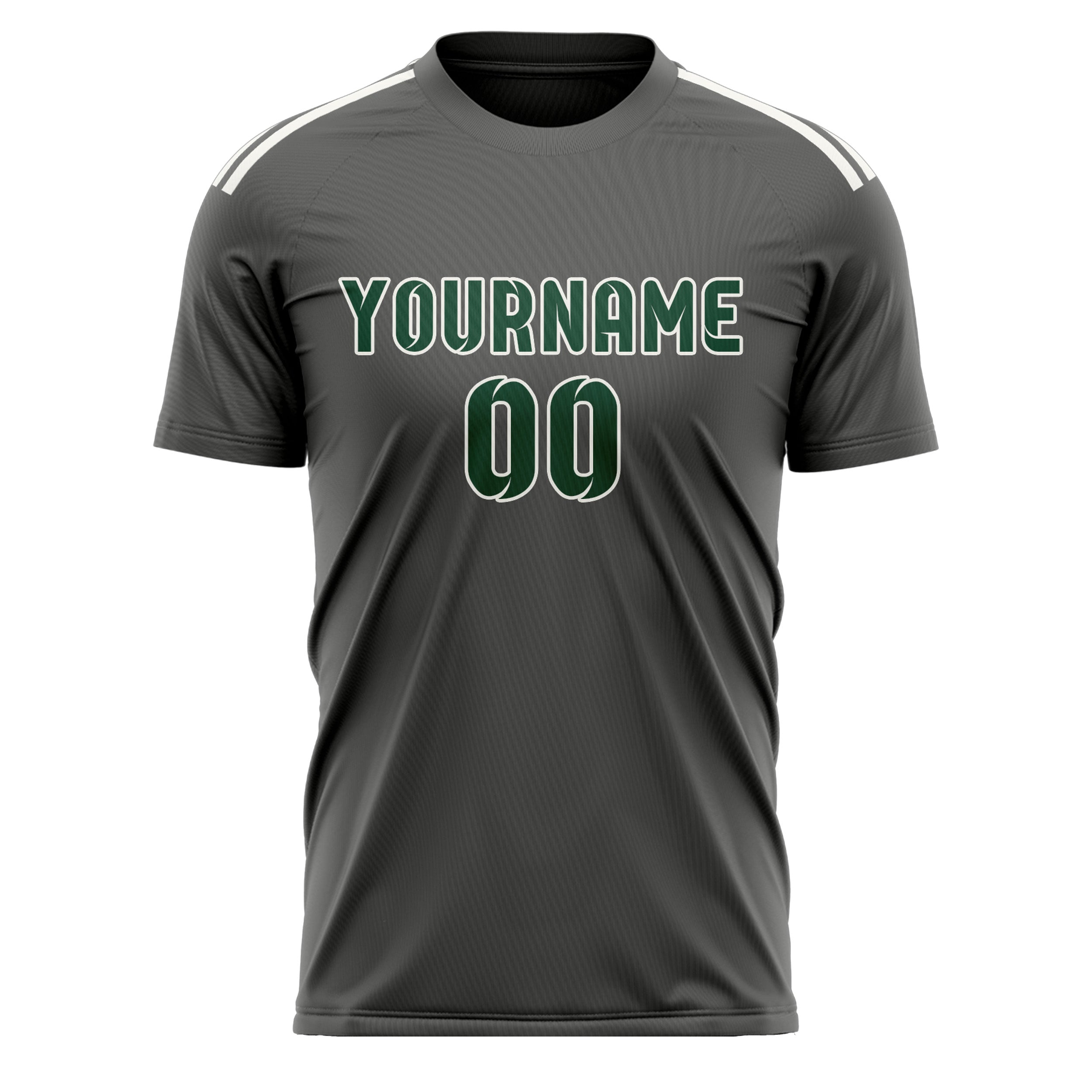 Maillot de football personnalisé gris foncé et vert