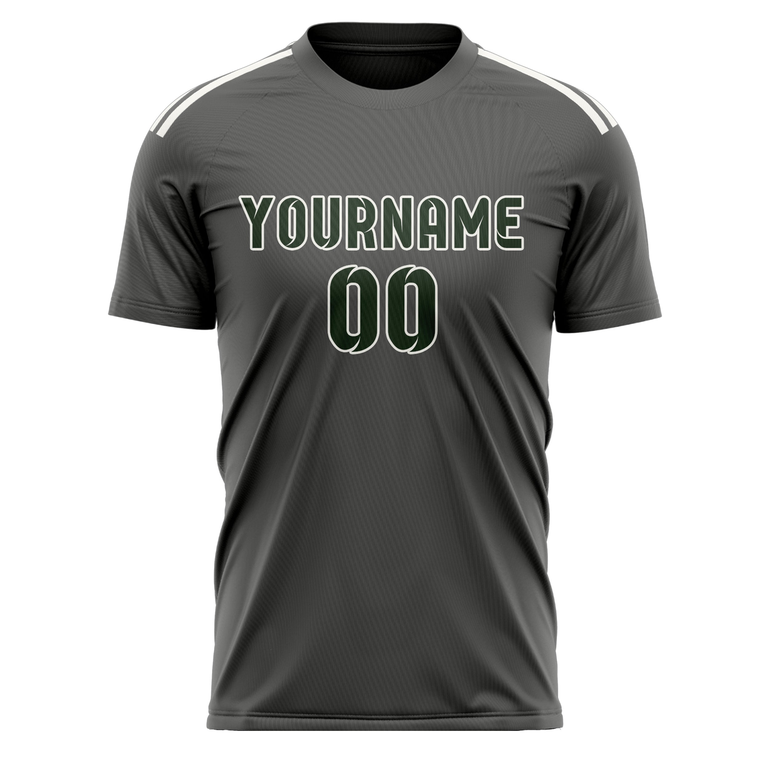 Maillot de football personnalisé gris foncé et vert foncé