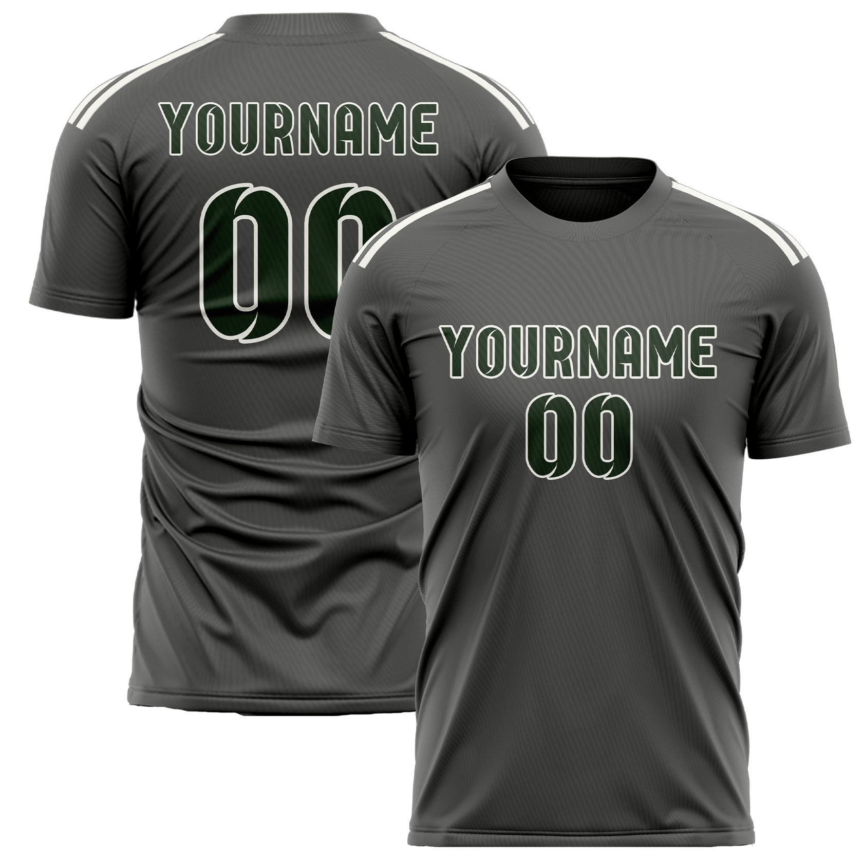 Maillot de football personnalisé gris foncé et vert foncé