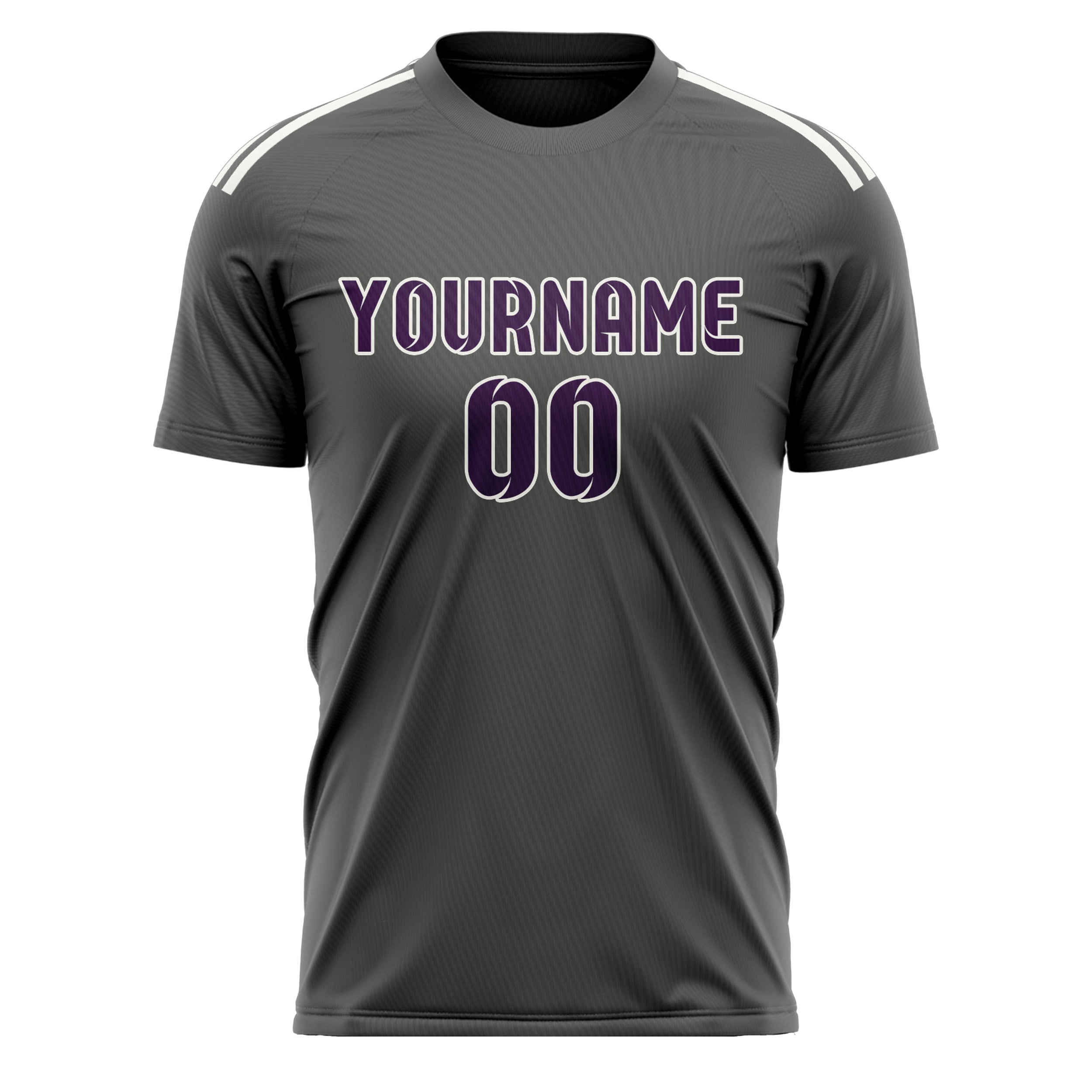 Maillot de football personnalisé gris foncé et violet