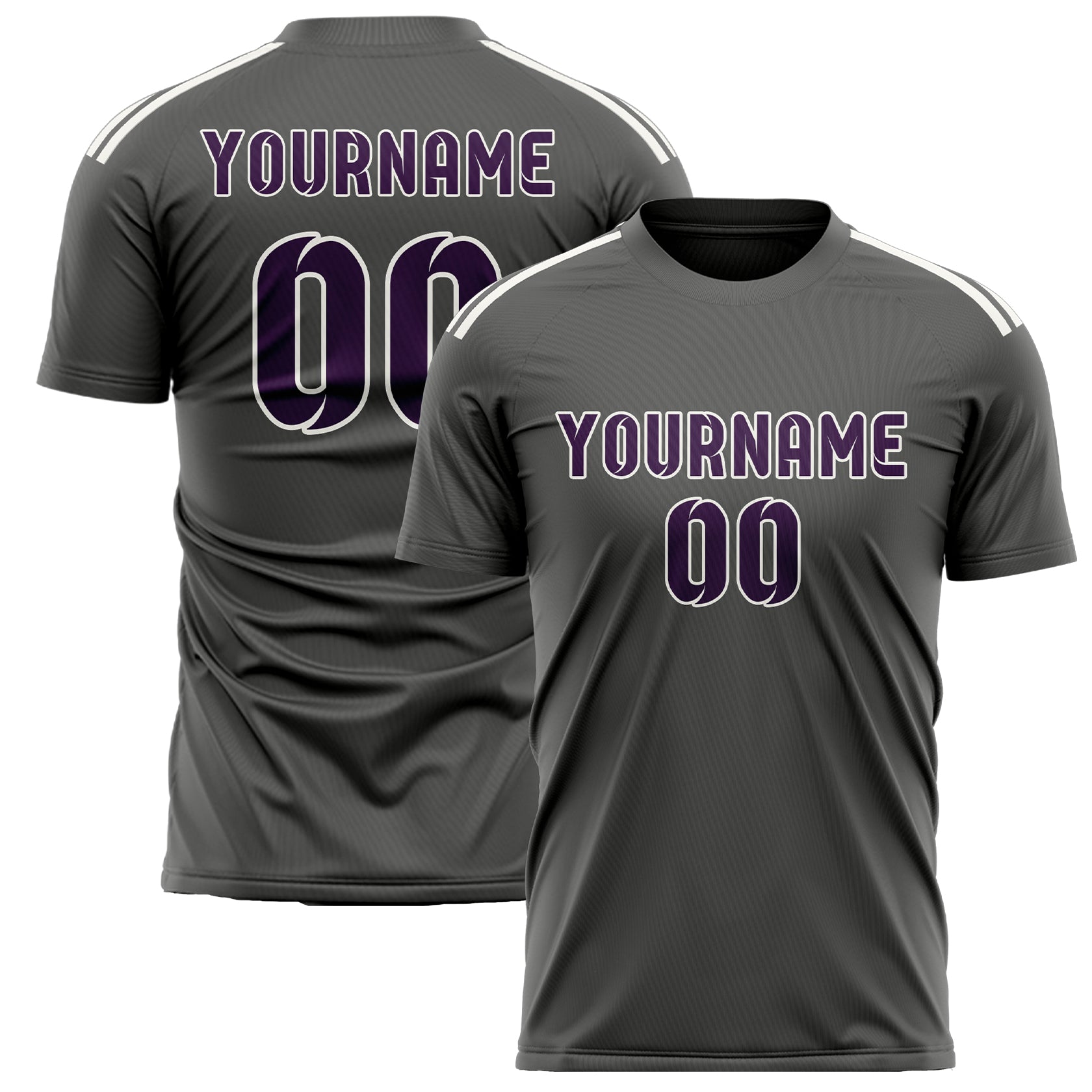 Maillot de football personnalisé gris foncé et violet