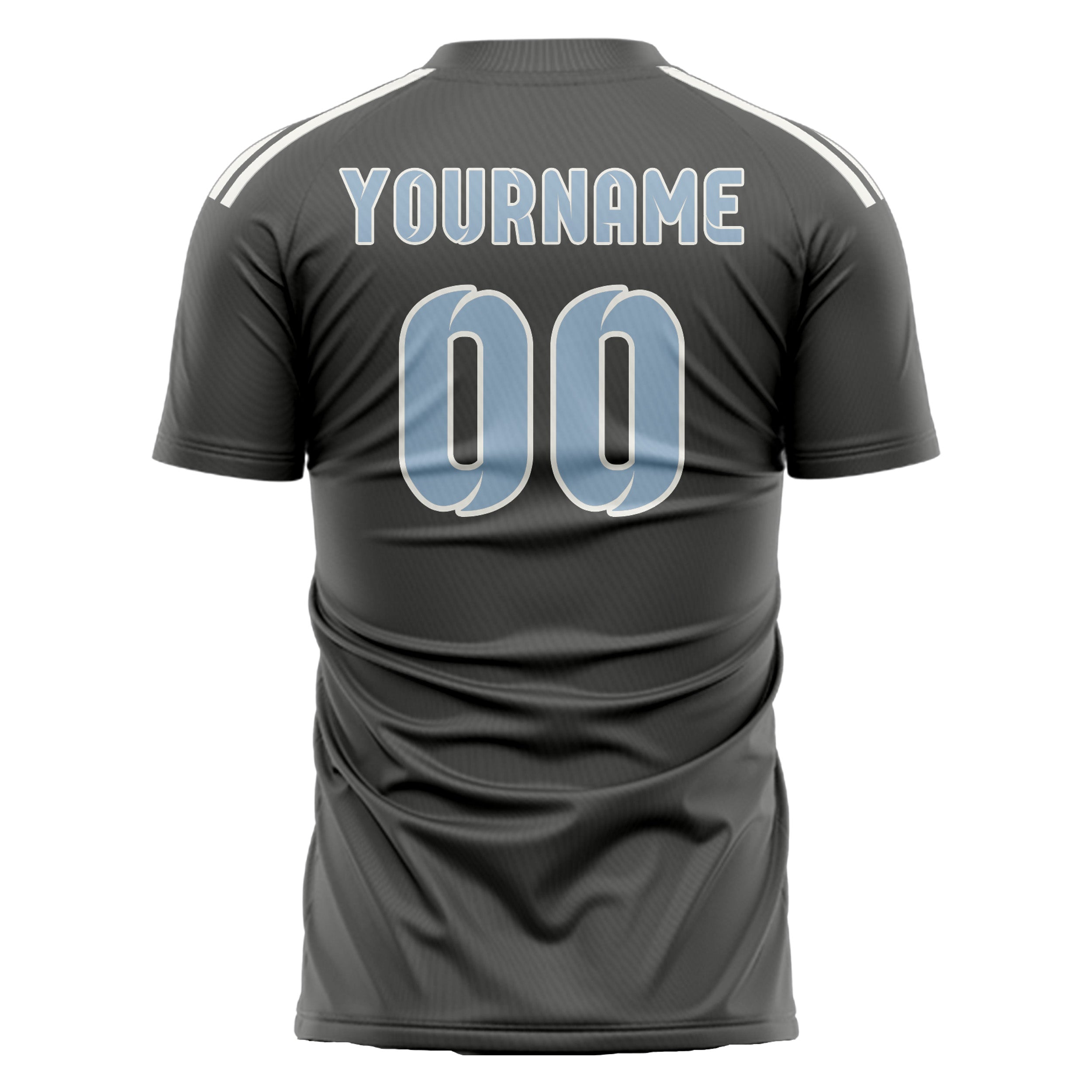 Maillot de football personnalisé gris foncé et bleu clair
