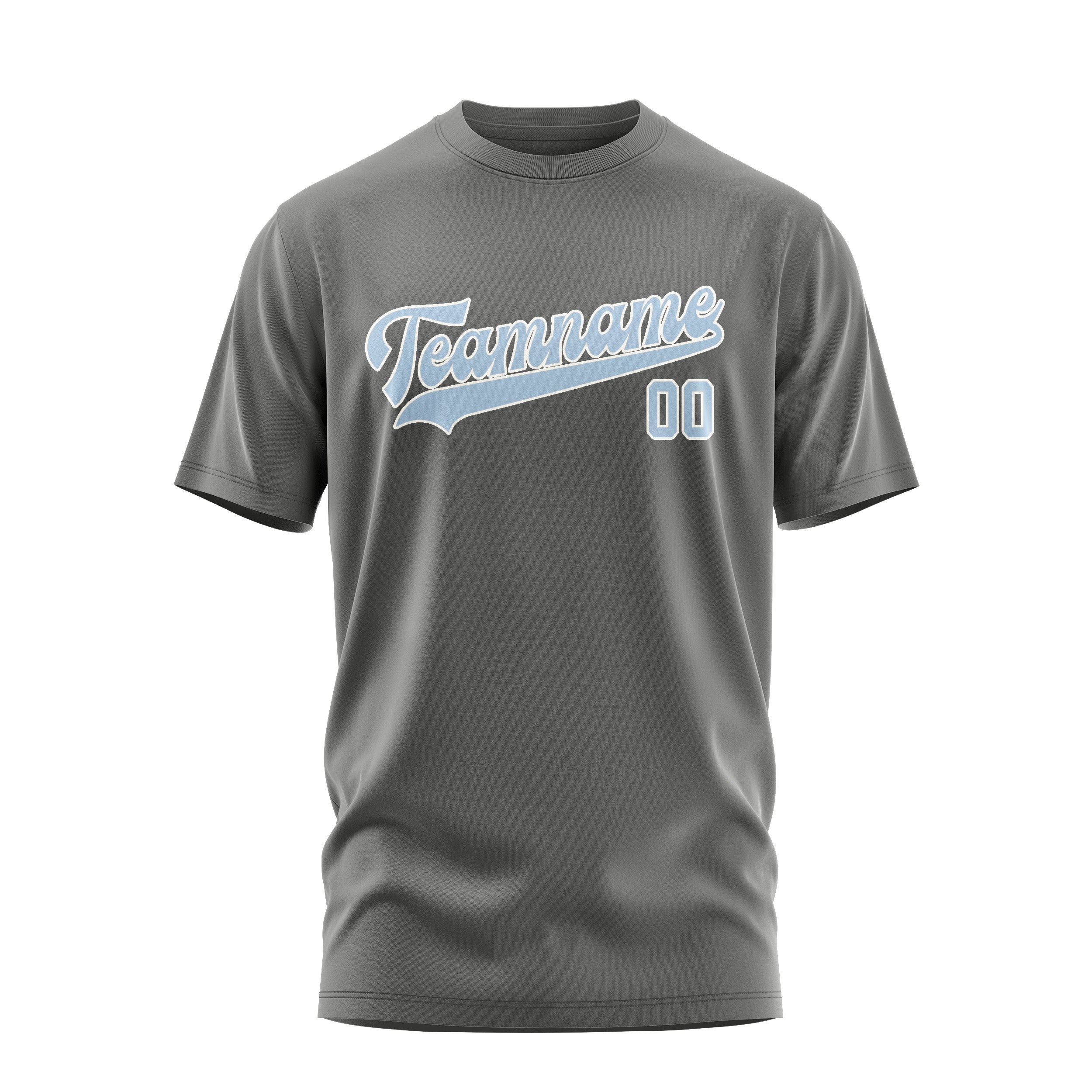 T-shirt personnalisé gris foncé et bleu clair