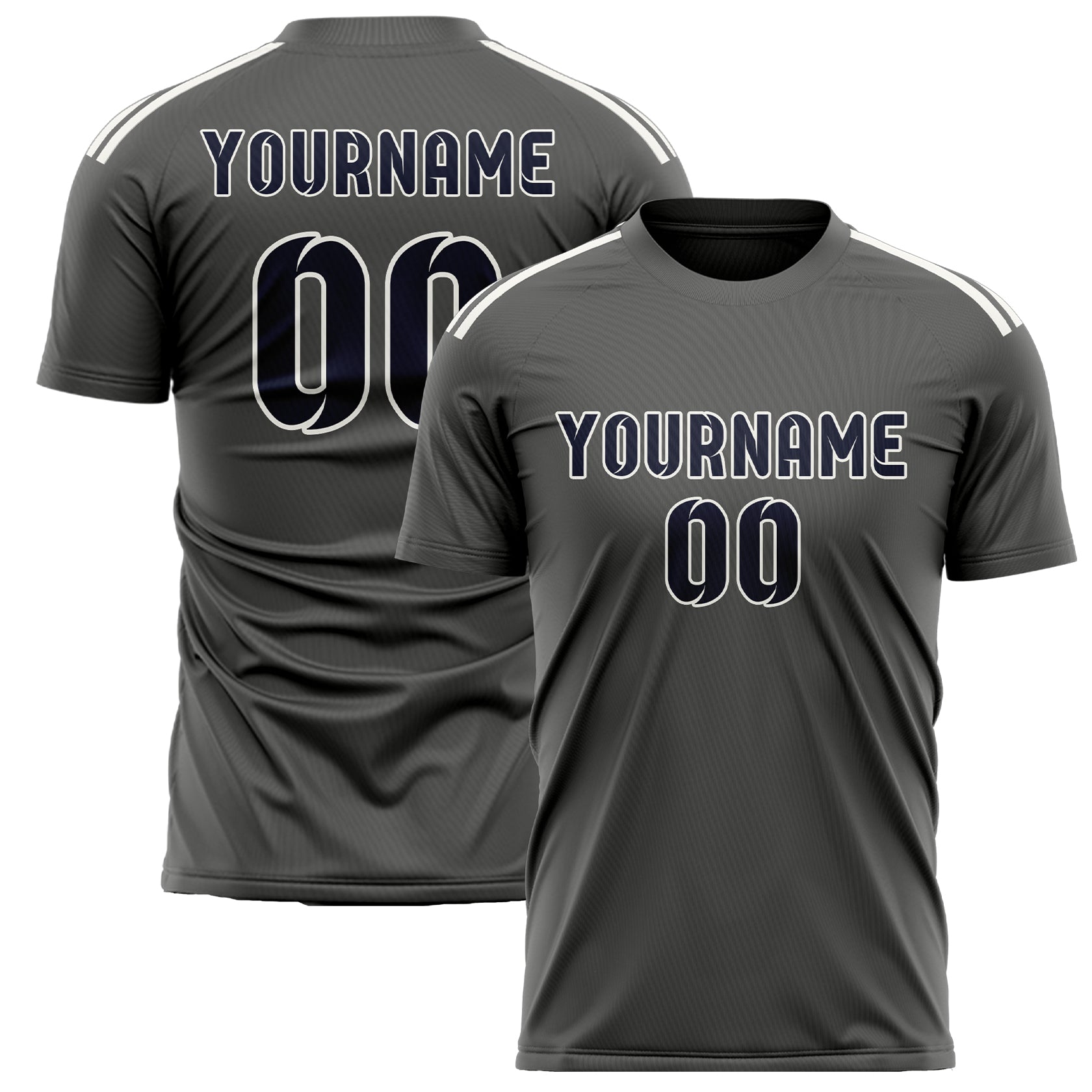 Maillot de football personnalisé gris foncé et marine