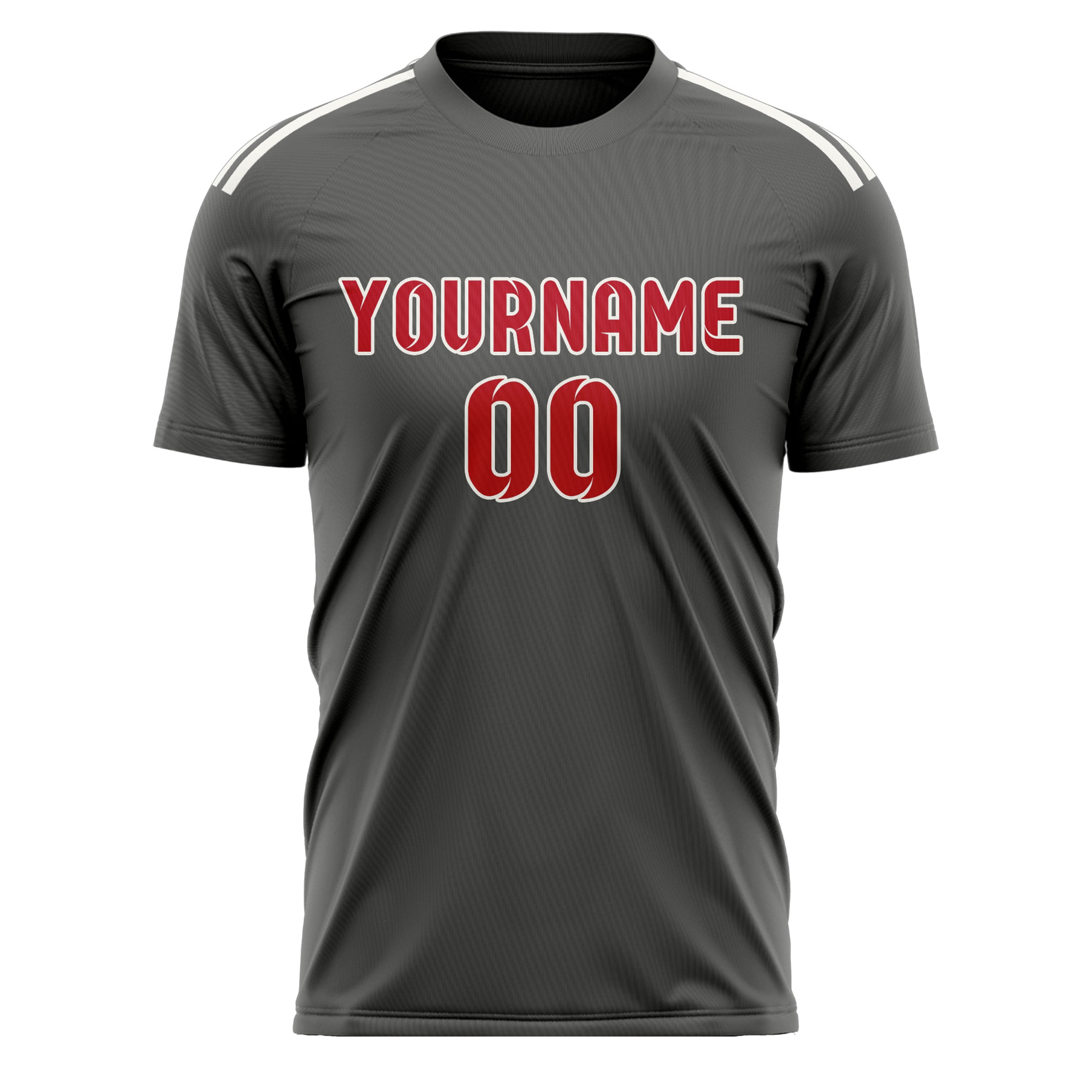 Maillot de football personnalisé gris foncé et rouge