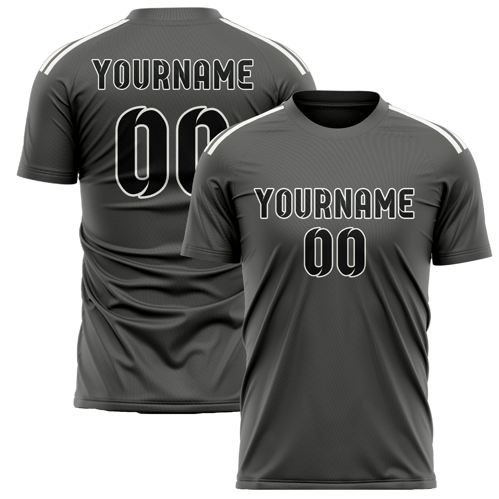 Maillot de football personnalisé gris foncé et noir