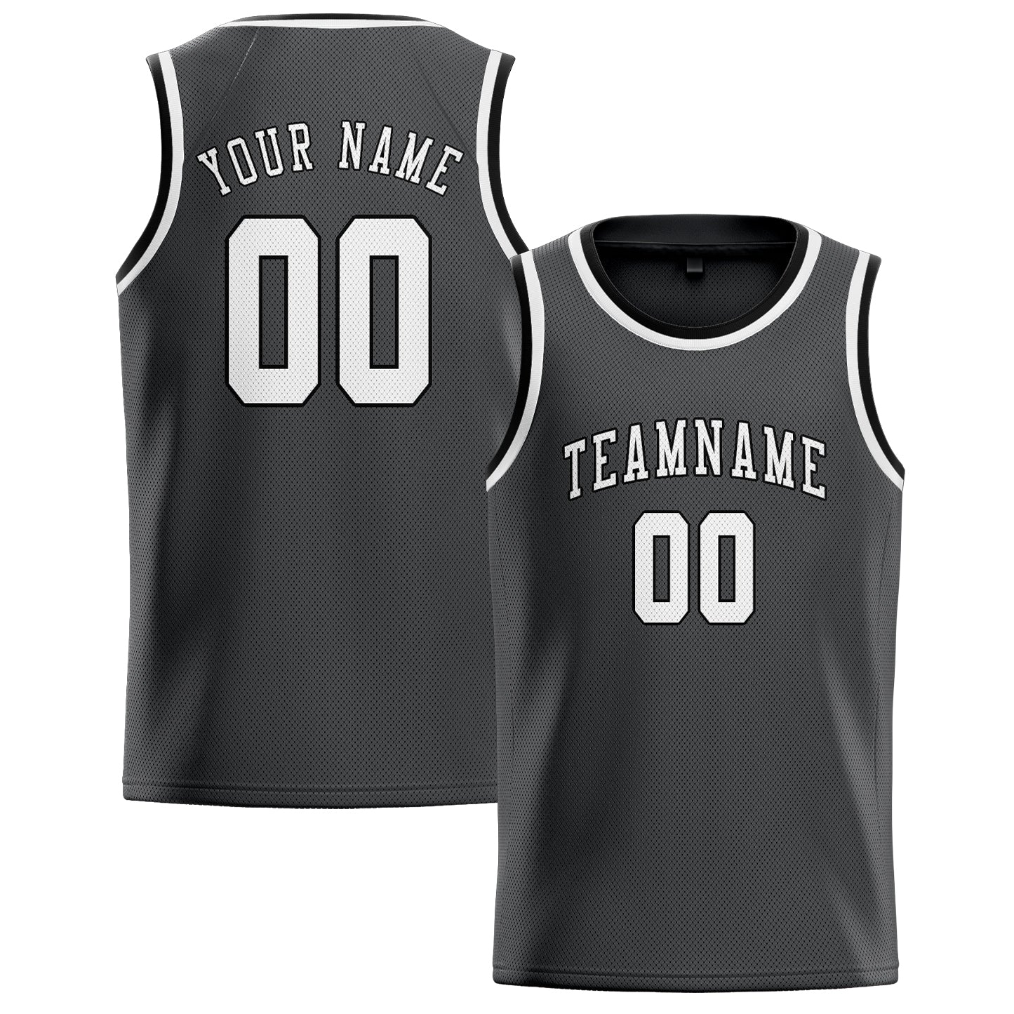 Maillot de basketball personnalisé gris foncé et blanc