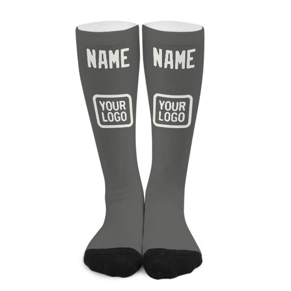 Chaussettes hautes personnalisées gris foncé et blanches