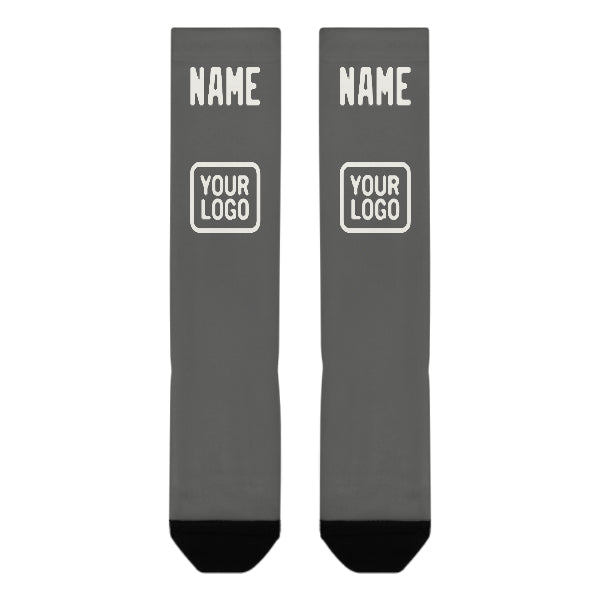 Chaussettes hautes personnalisées gris foncé et blanches