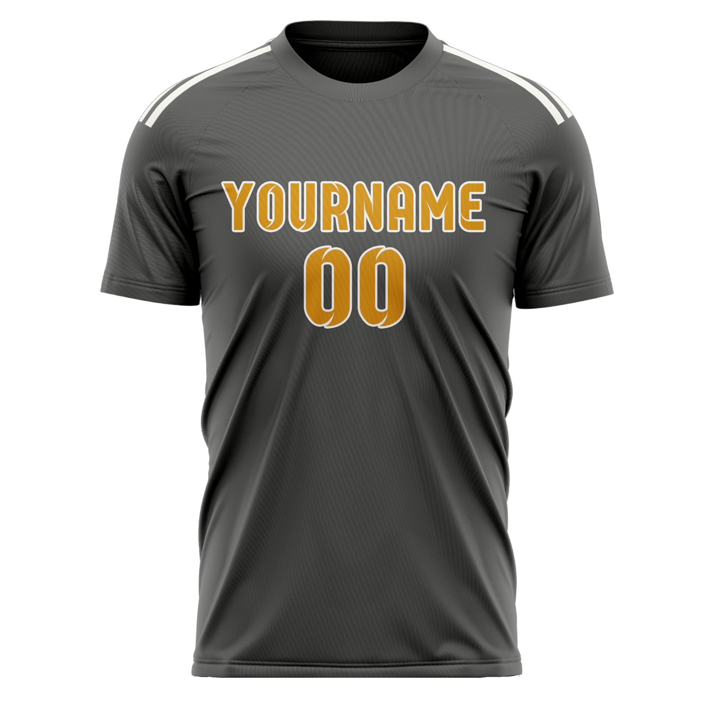 Maillot de football personnalisé gris foncé et jaune