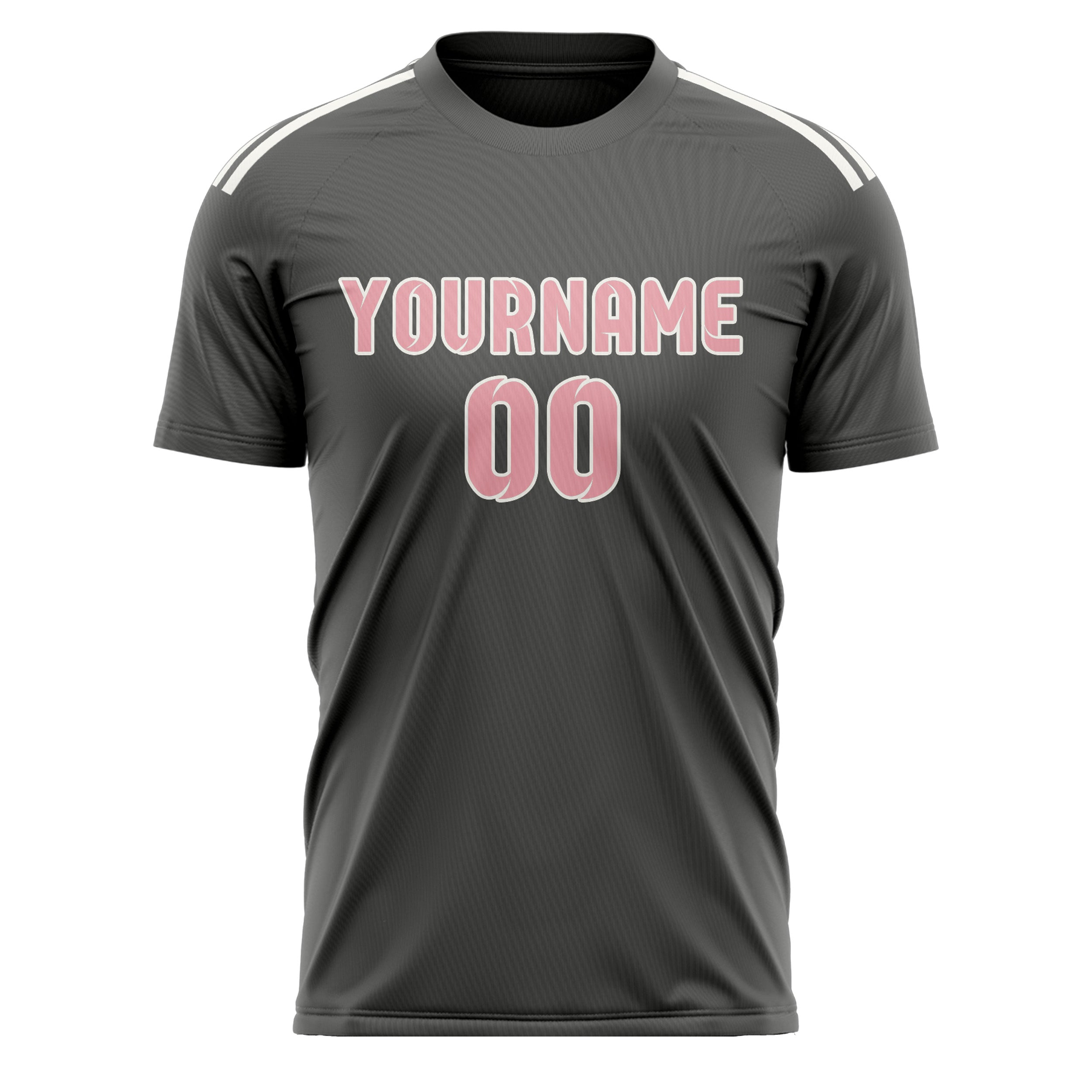 Maillot de football personnalisé gris foncé et rose clair