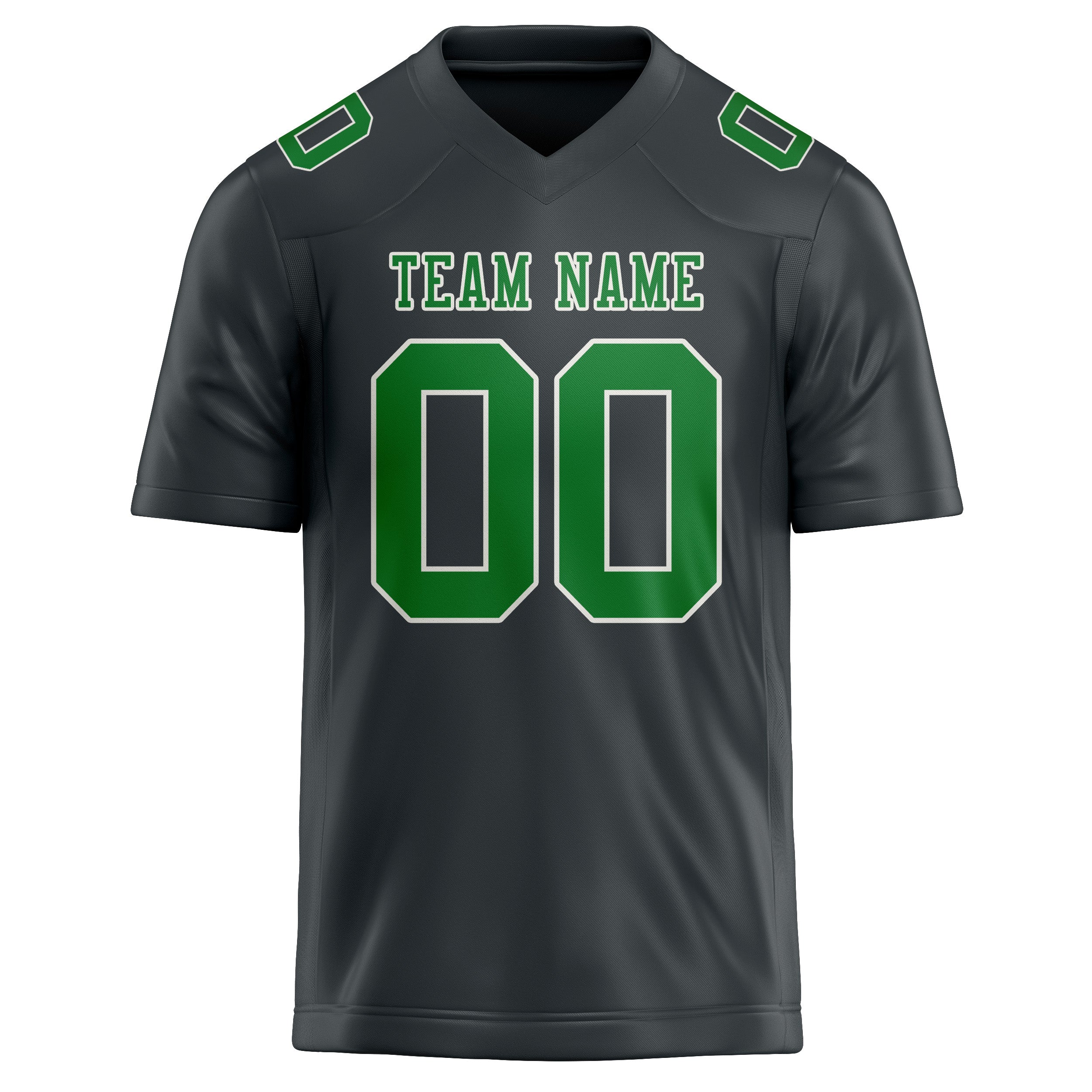 Maillot de football personnalisé gris foncé et vert émeraude