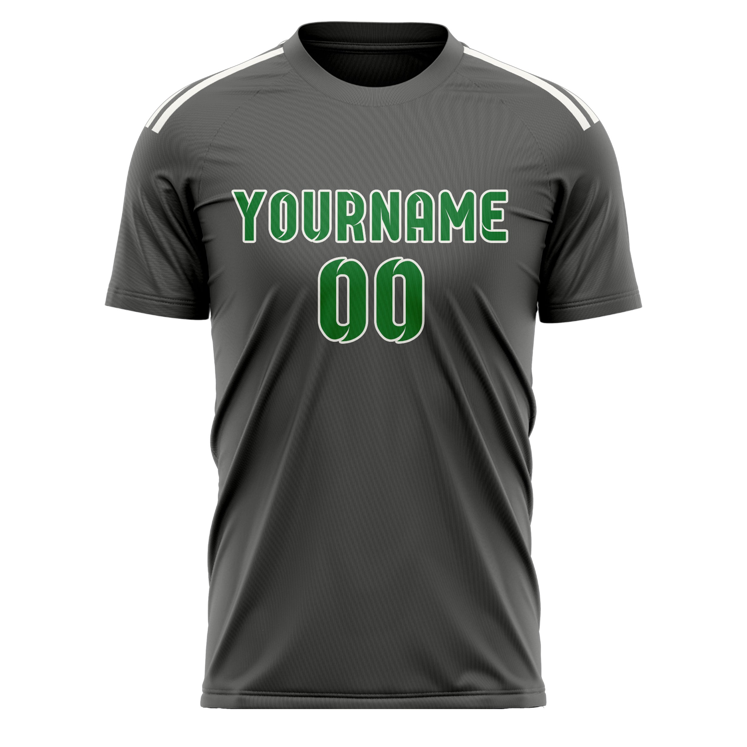 Maillot de football personnalisé gris foncé et vert émeraude