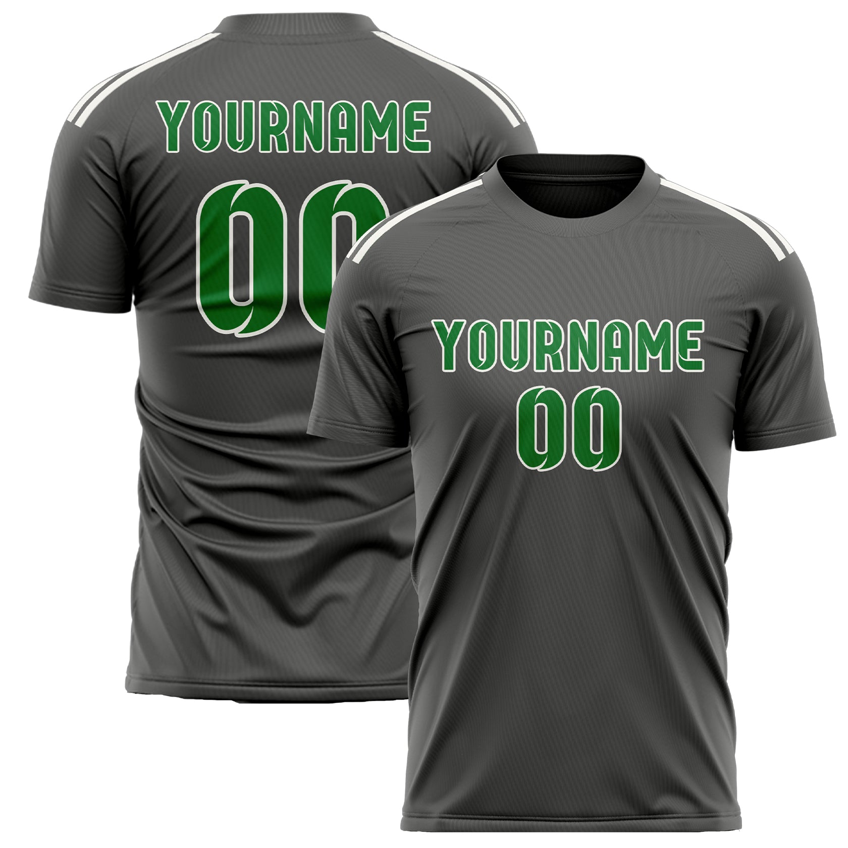 Maillot de football personnalisé gris foncé et vert émeraude