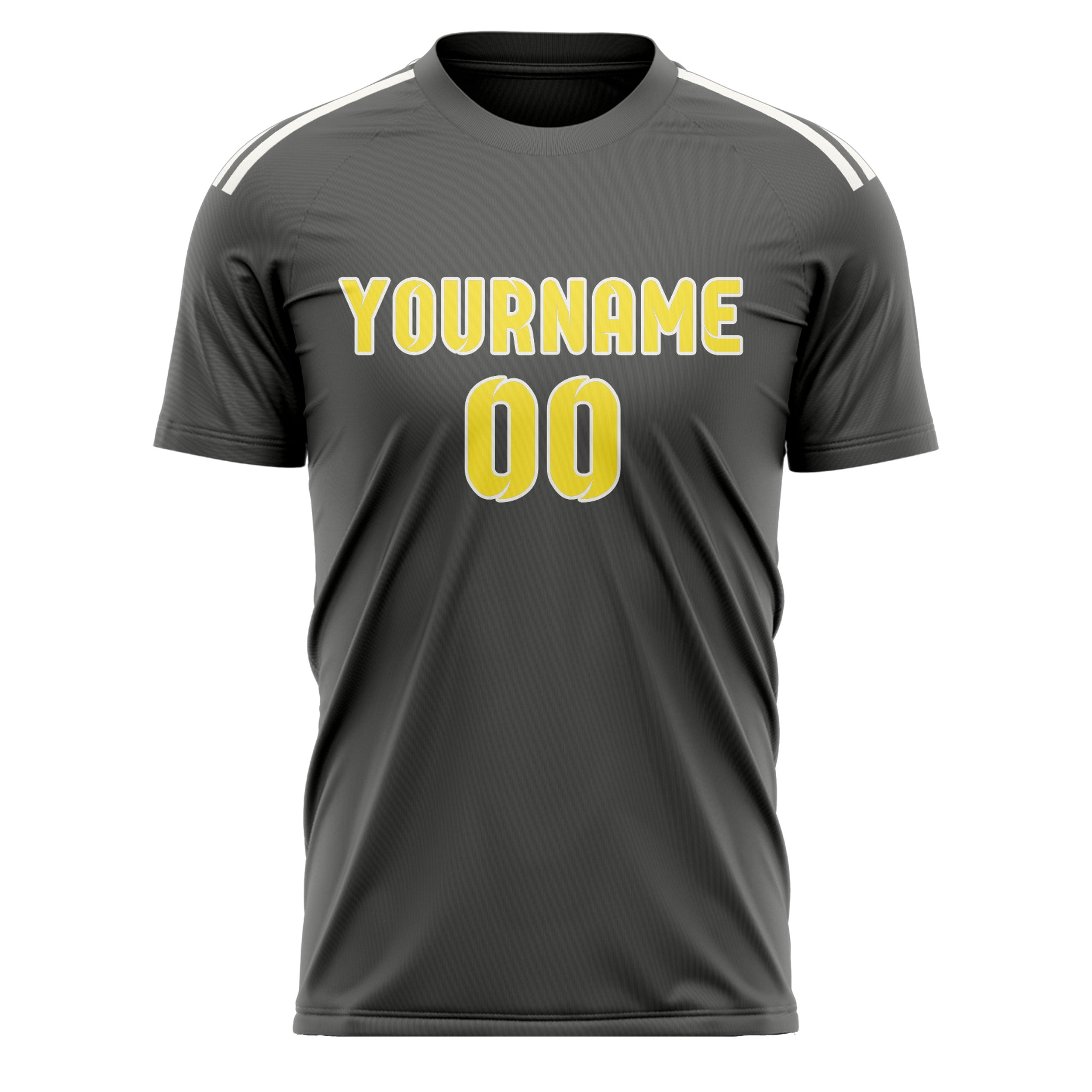 Maillot de football personnalisé gris foncé et jaune clair