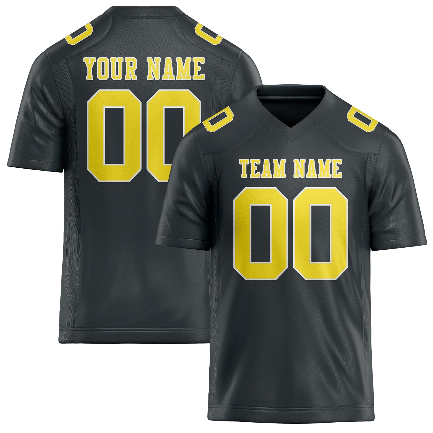 Maillot de football personnalisé gris foncé et jaune clair