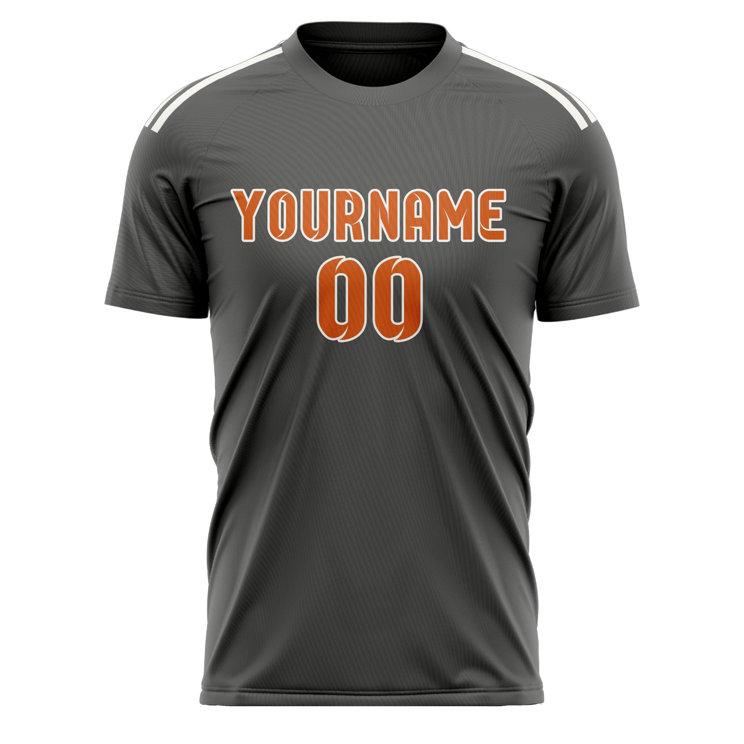 Maillot de football personnalisé gris foncé et orange