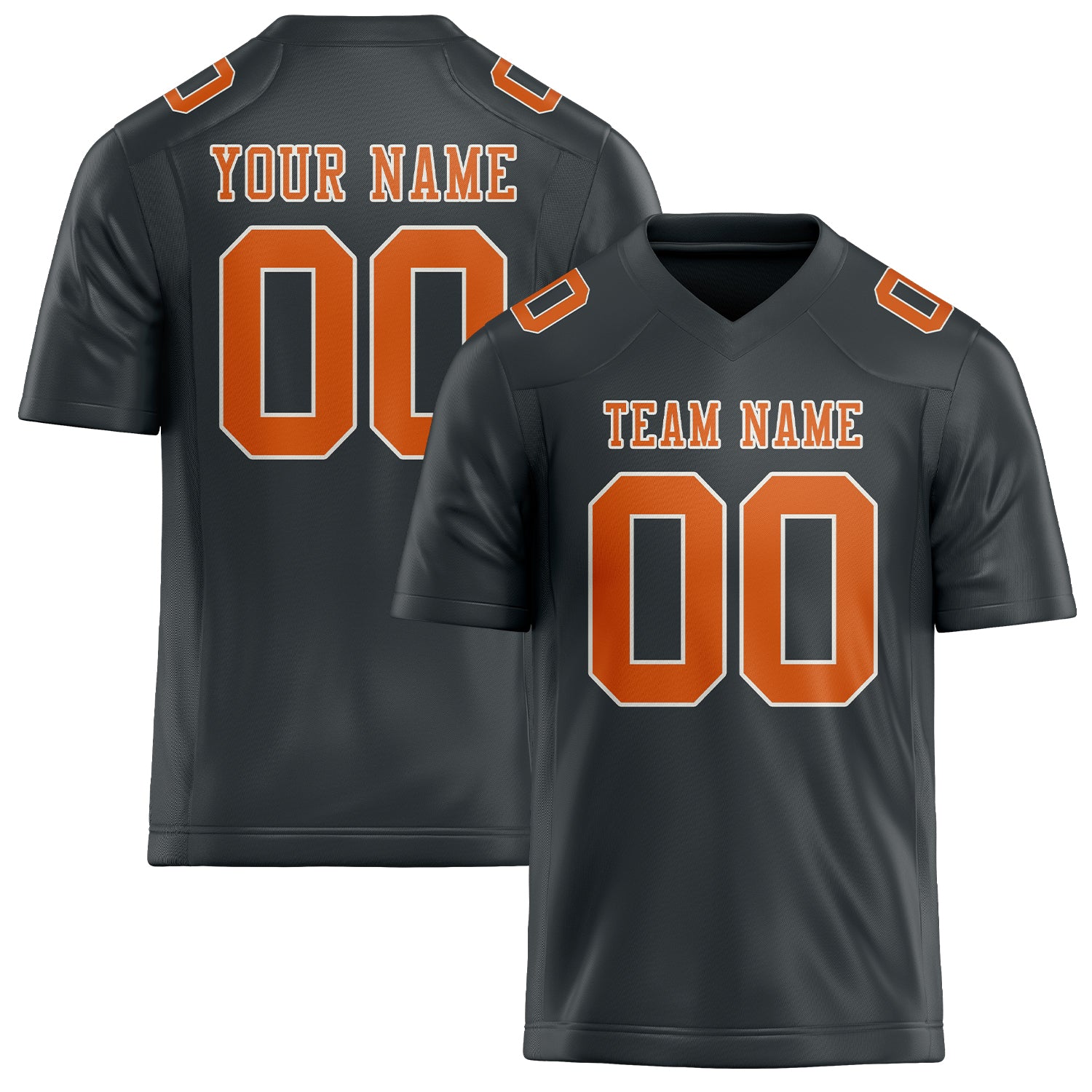 Maillot de football personnalisé gris foncé et orange