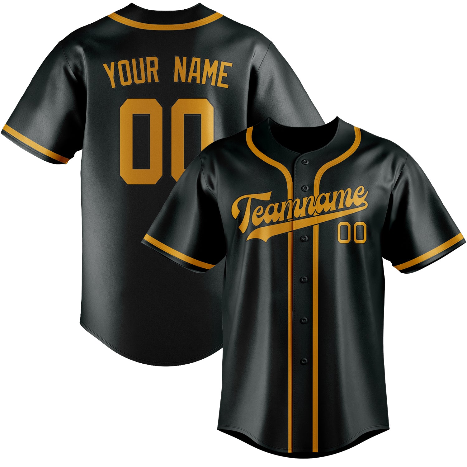 Maillot de baseball personnalisé gris foncé et jaune
