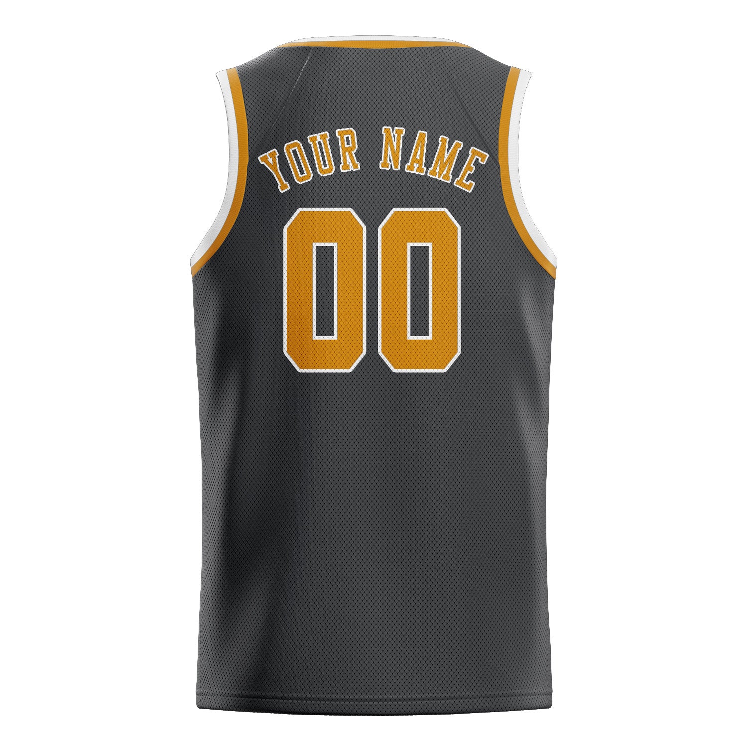 Maillot de basketball personnalisé gris foncé et jaune