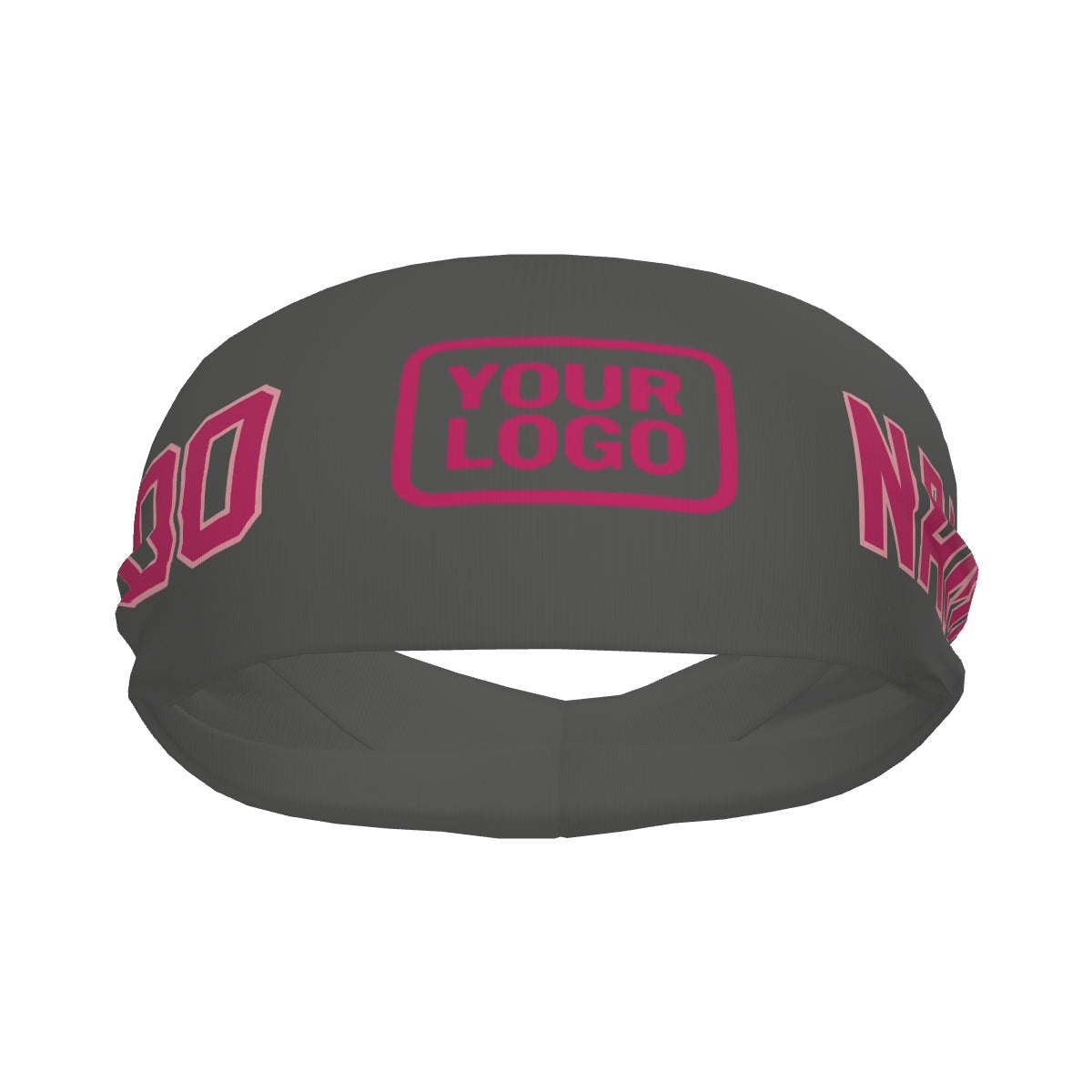 Bandeau de sport personnalisé gris foncé et rose