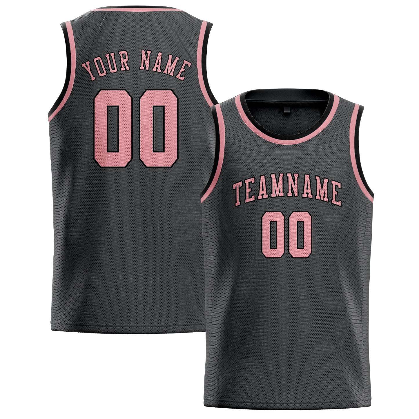 Maillot de basketball personnalisé gris foncé et rose clair