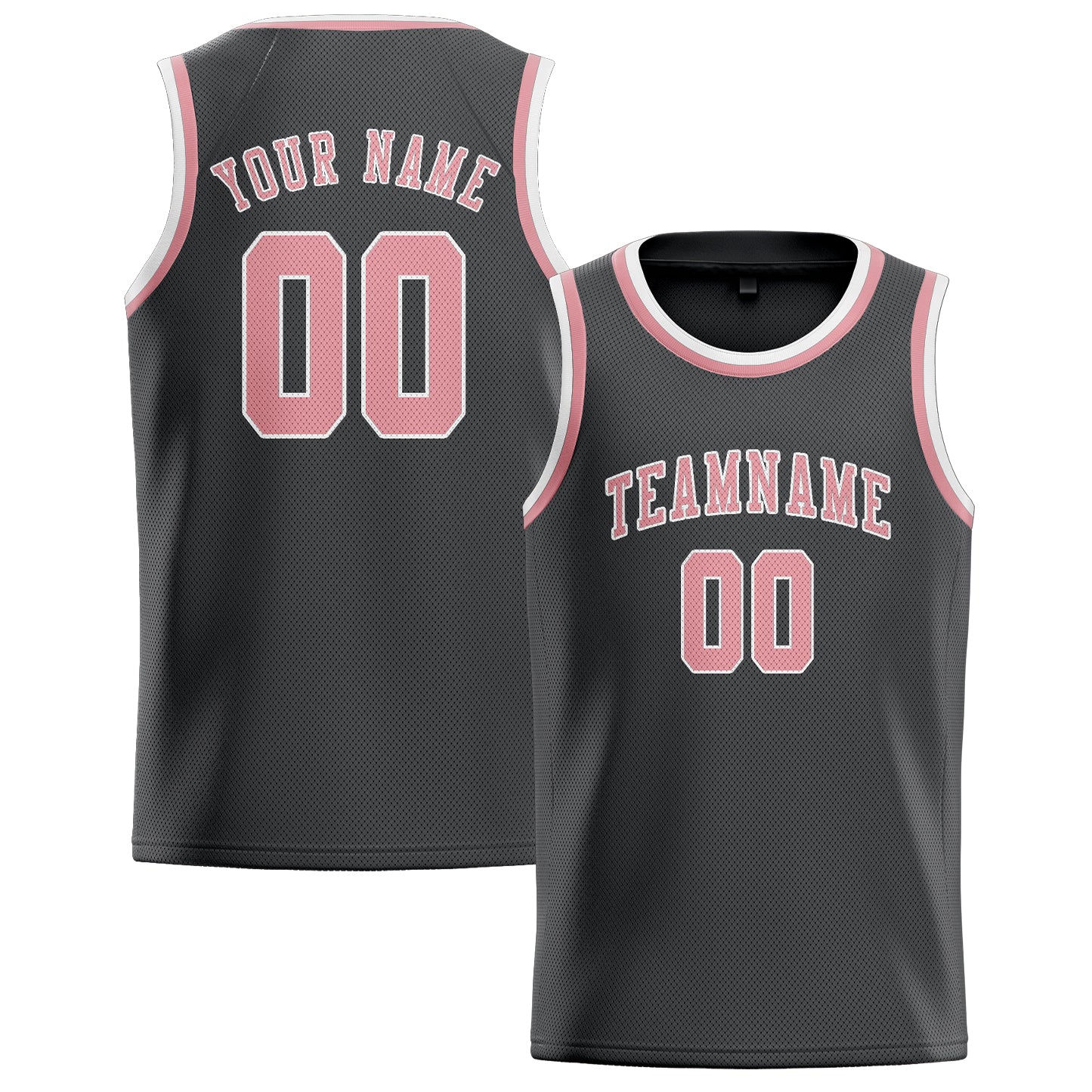Maillot de basketball personnalisé gris foncé et rose clair