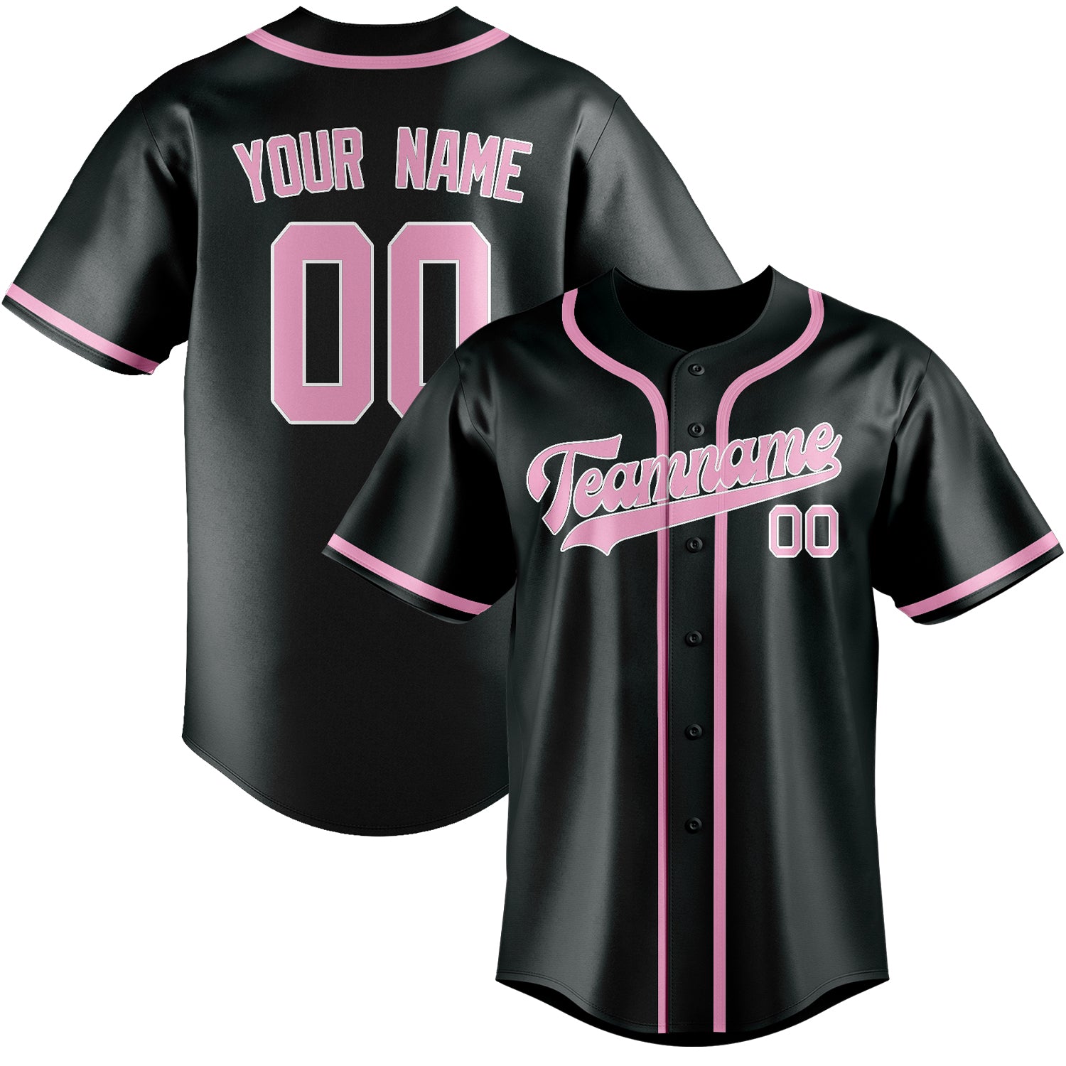 Maillot de baseball personnalisé gris foncé et rose clair