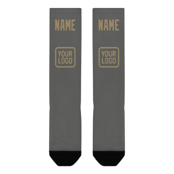 Chaussettes hautes personnalisées gris foncé et kaki clair