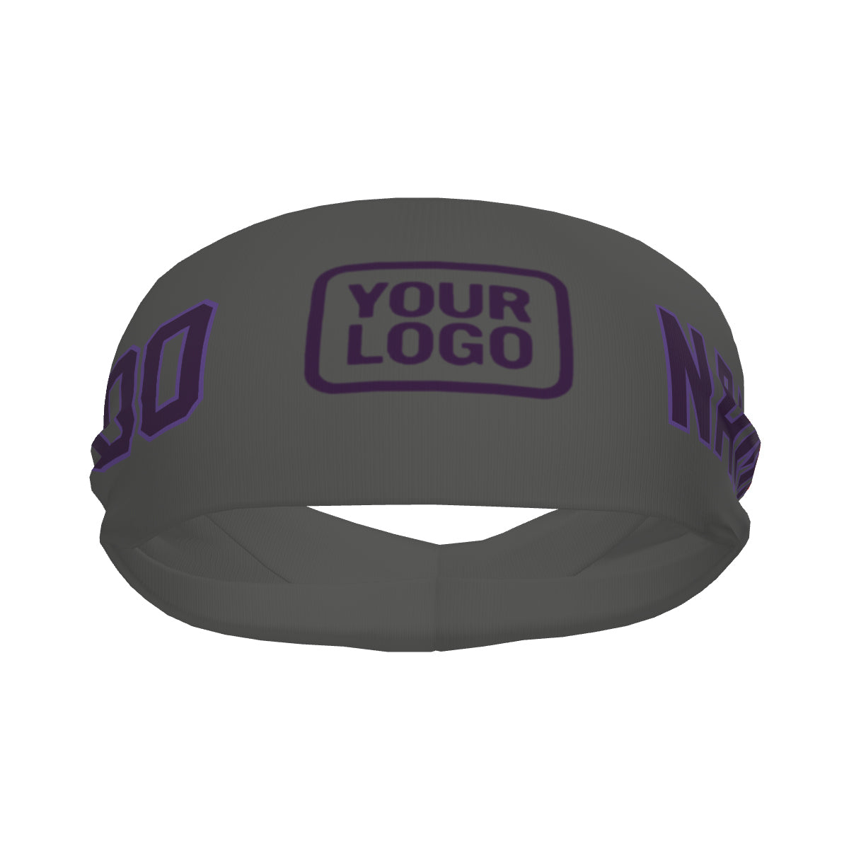 Bandeau de sport personnalisé gris foncé et violet