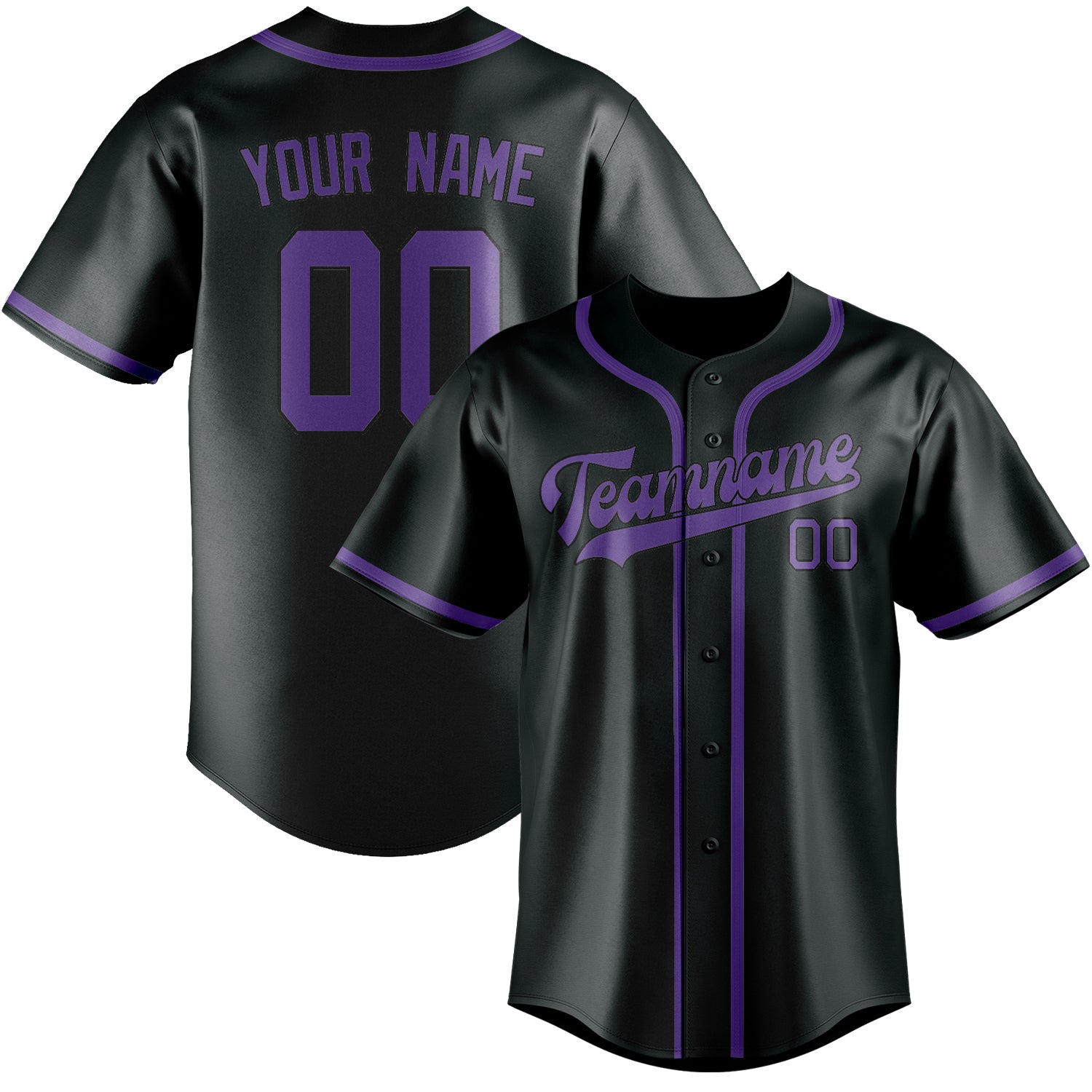 Maillot de baseball personnalisé gris foncé et violet clair