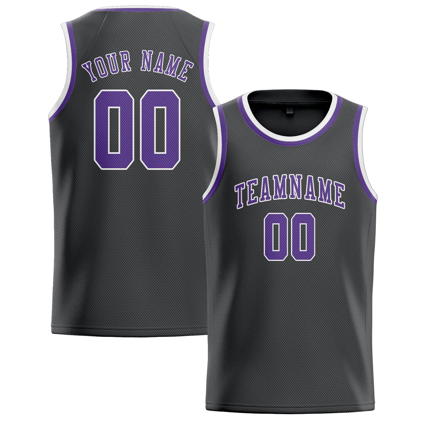 Maillot de basketball personnalisé gris foncé et violet clair