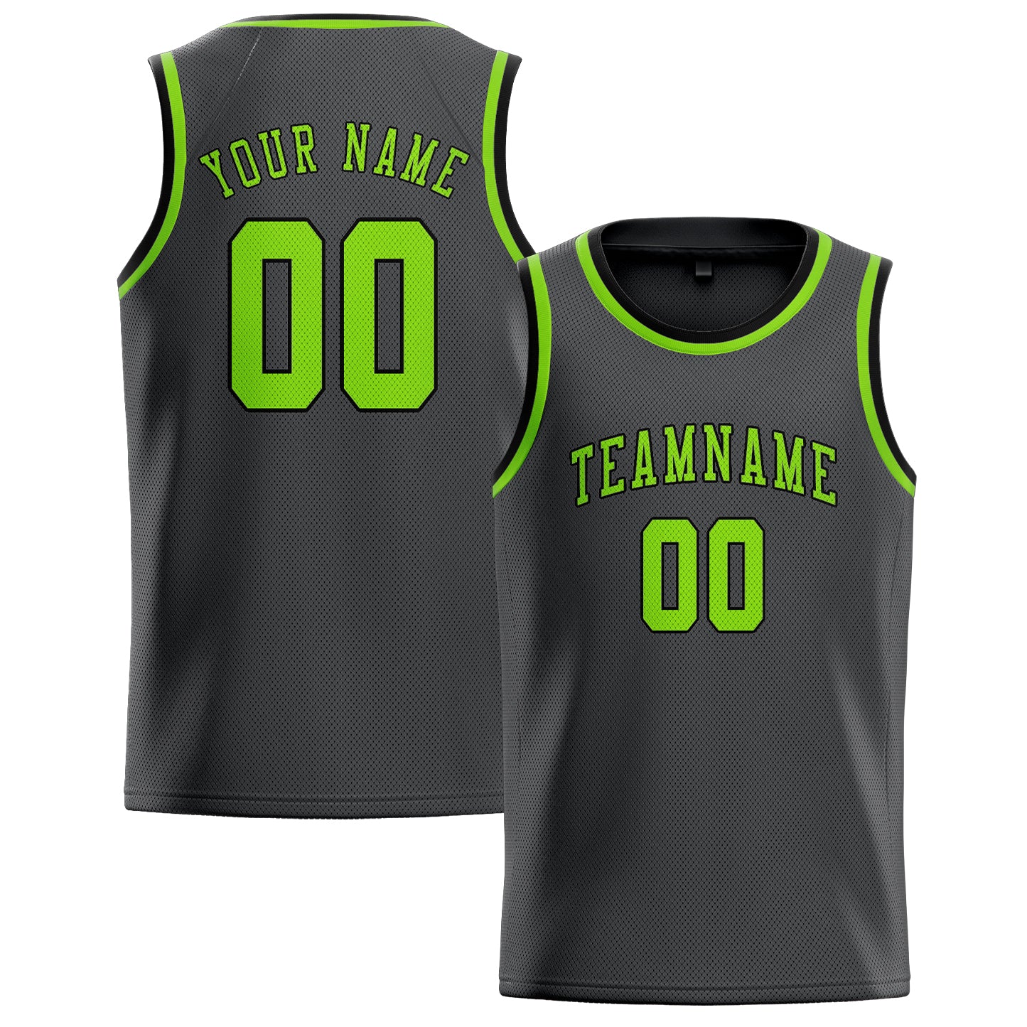 Maillot de basketball personnalisé gris foncé et vert émeraude