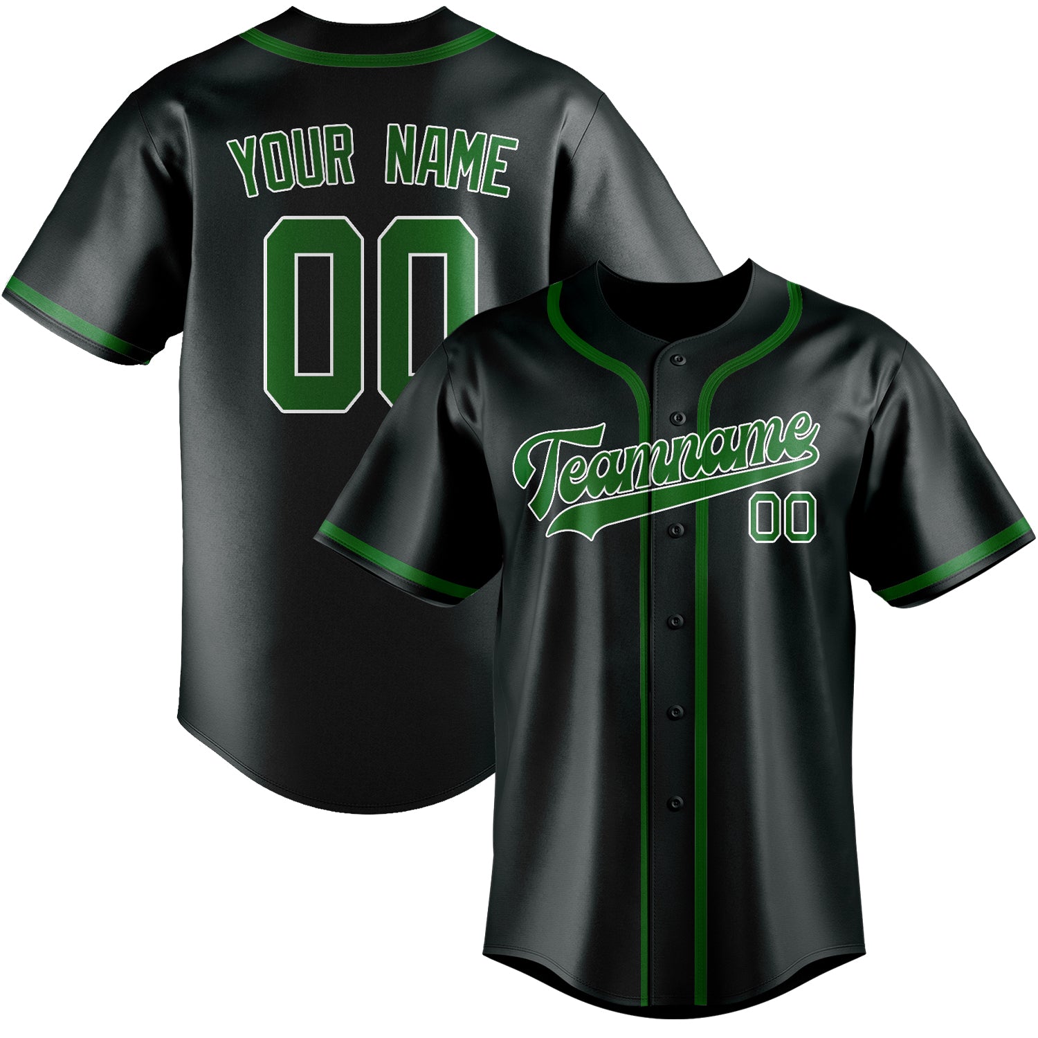 Maillot de baseball personnalisé gris foncé et vert émeraude