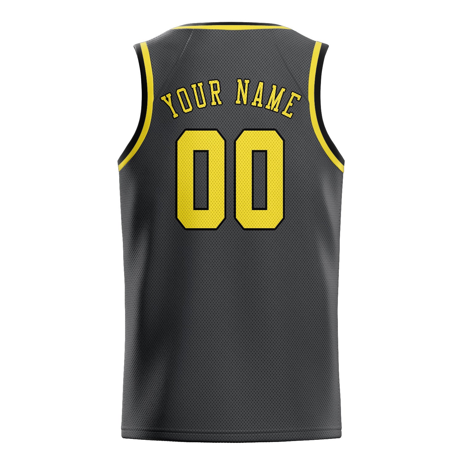 Maillot de basketball personnalisé gris foncé et jaune clair