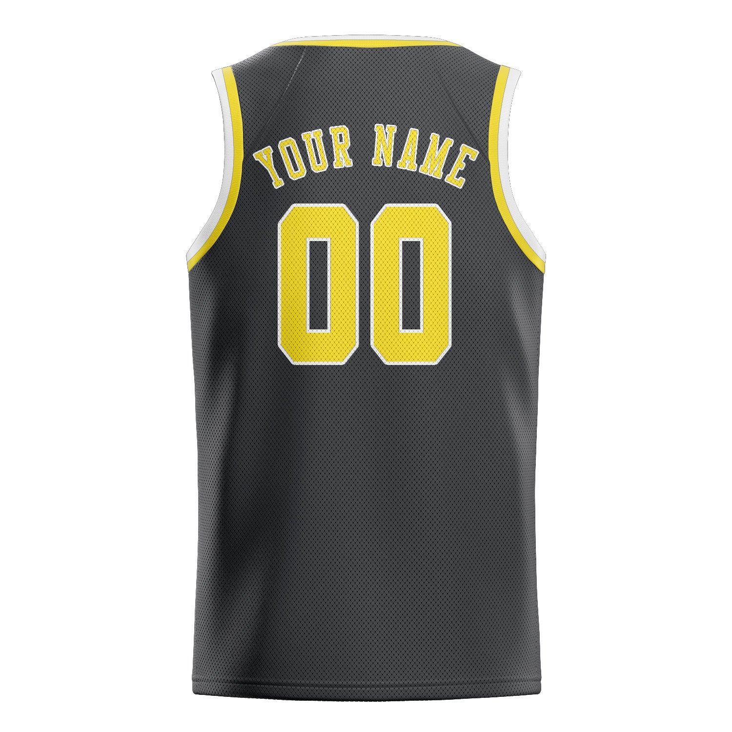 Maillot de basketball personnalisé gris foncé et jaune clair