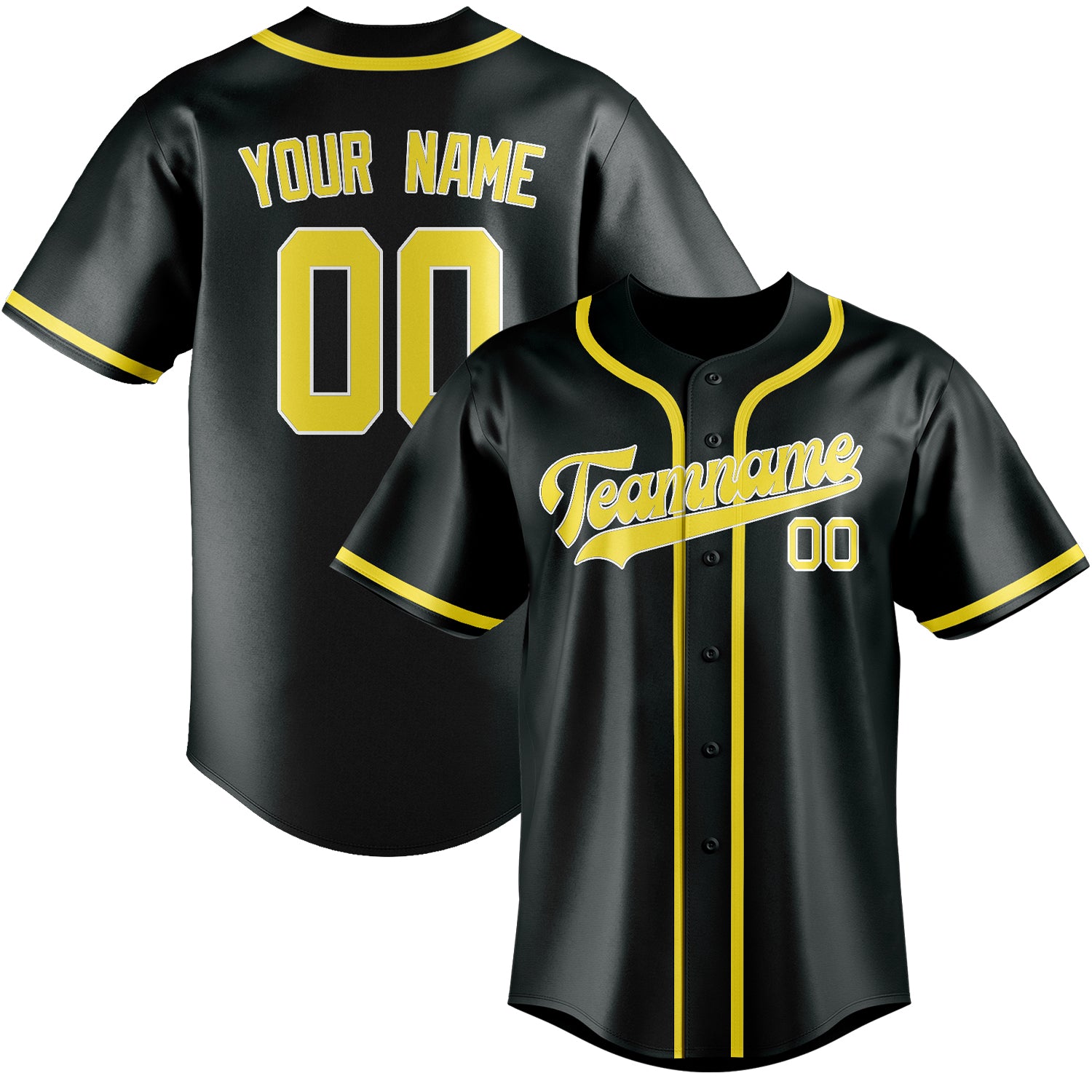 Maillot de baseball personnalisé gris foncé et jaune clair