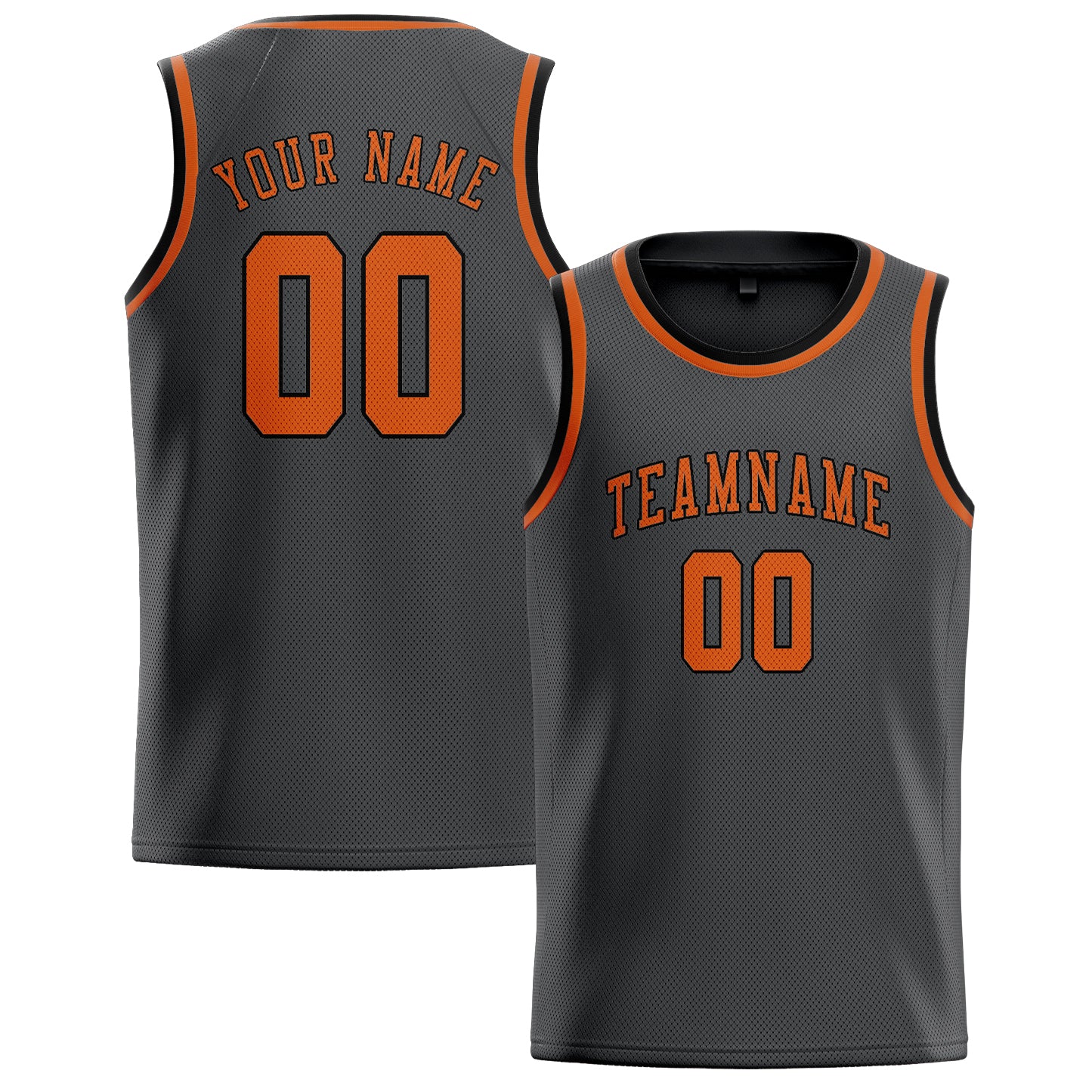 Maillot de basketball personnalisé gris foncé et orange