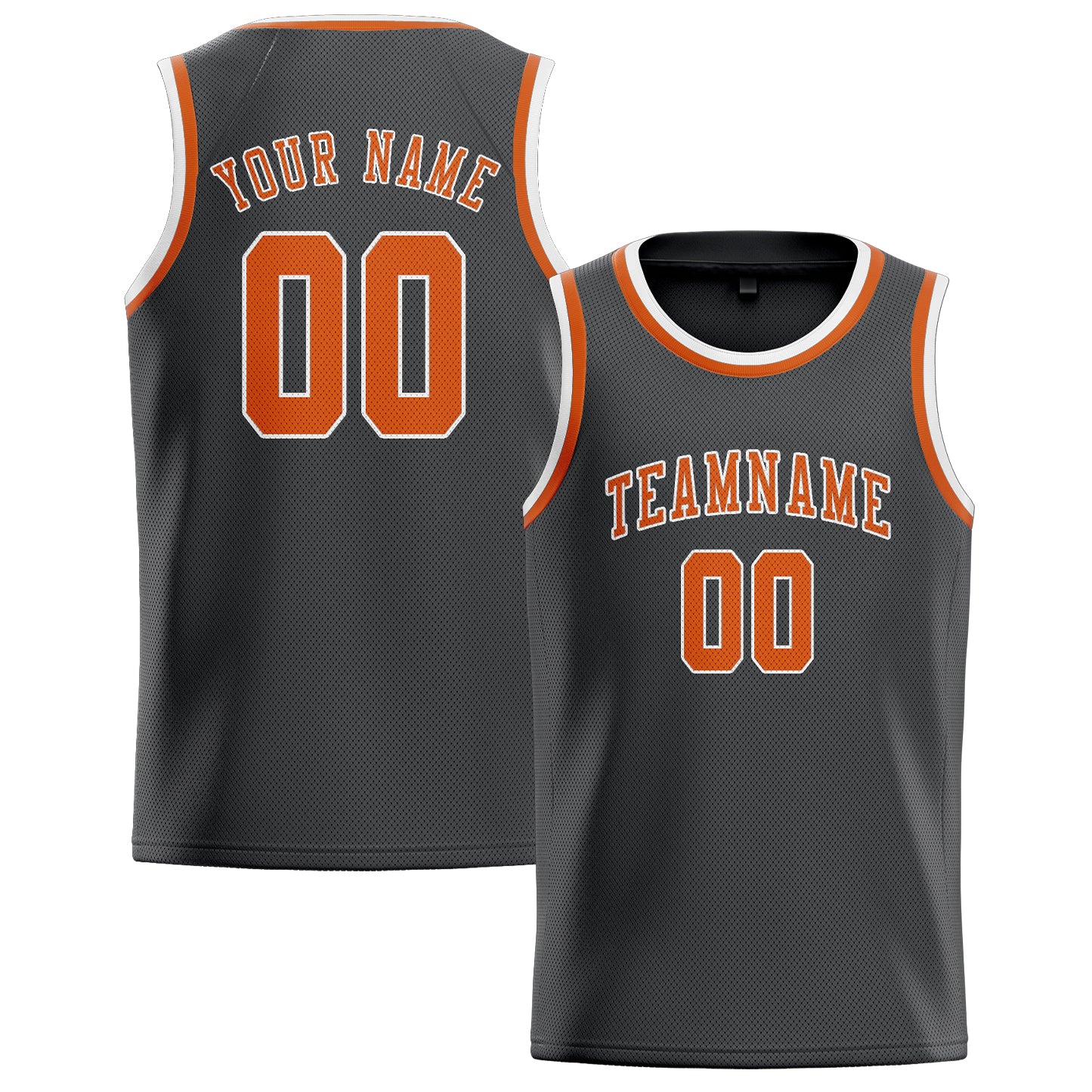 Maillot de basketball personnalisé gris foncé et orange