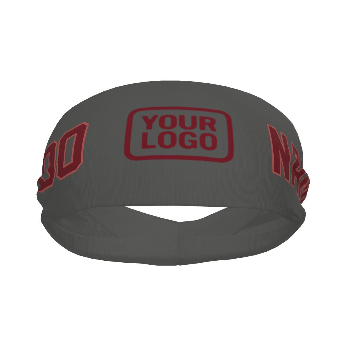 Bandeau de sport personnalisé gris foncé et rouge cramoisi