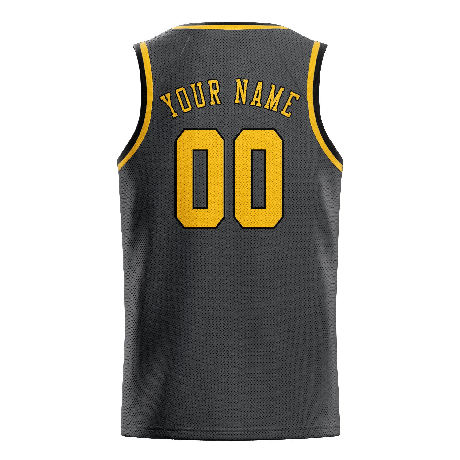 Maillot de basketball personnalisé gris foncé et or