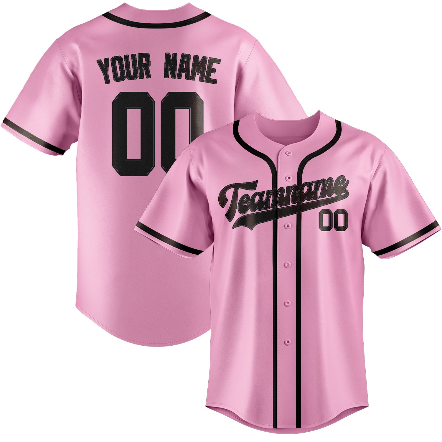 Maillot de baseball personnalisé rose clair et marron