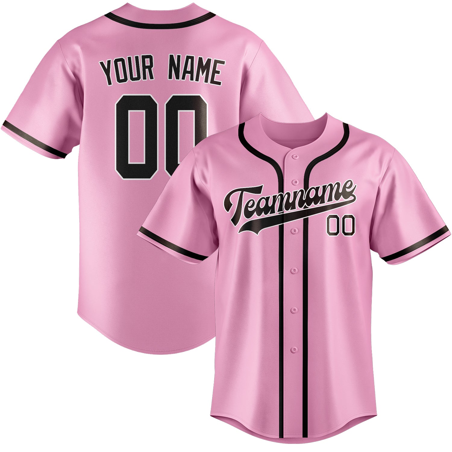Maillot de baseball personnalisé rose clair et marron